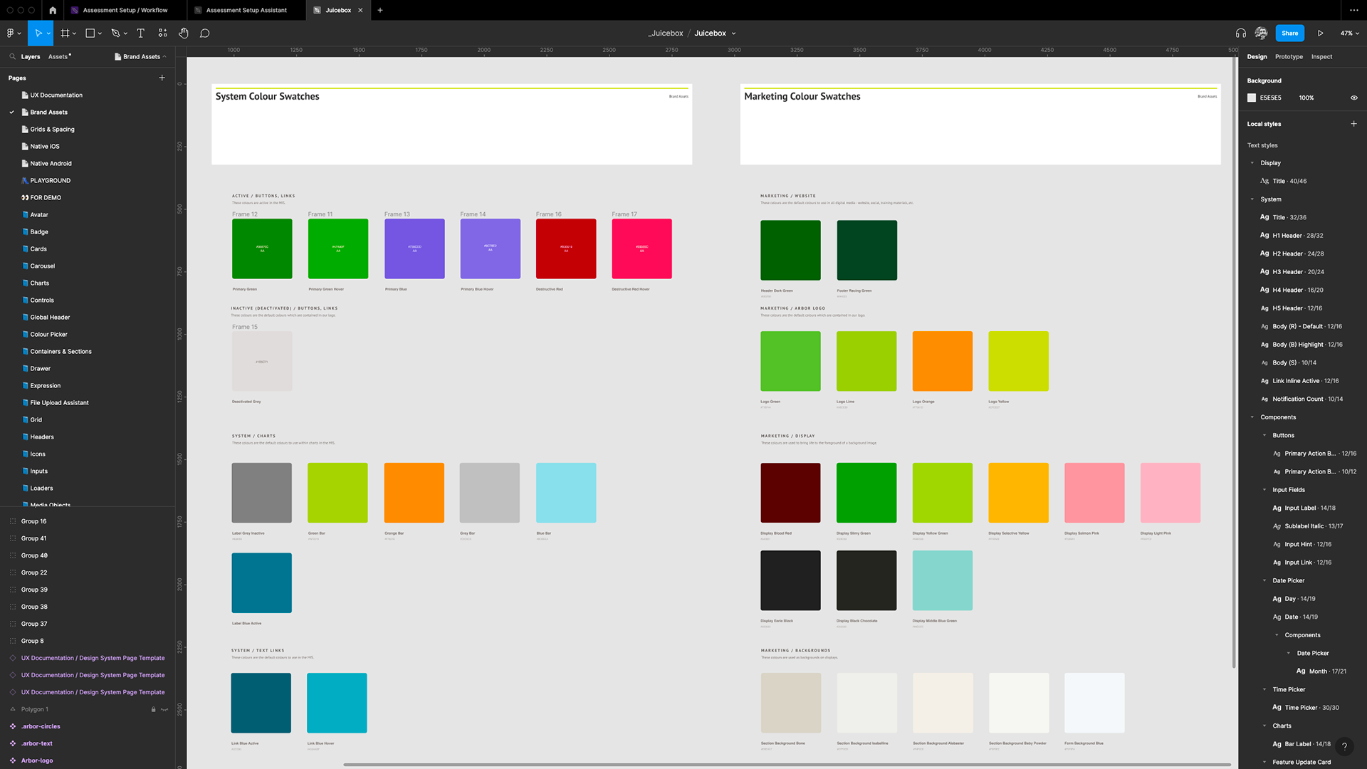 Colour swatches