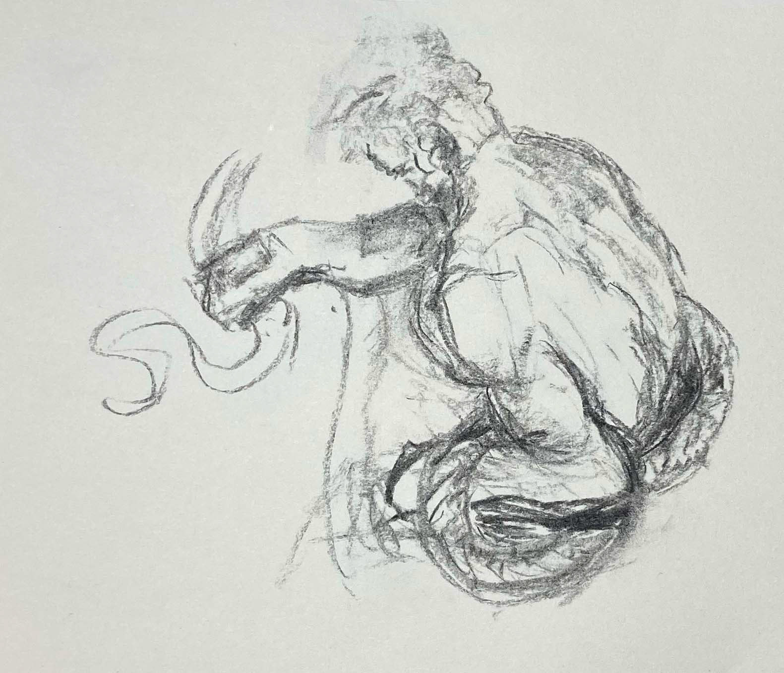 Studie naar Gustave Doré, houtskool op papier, 2025