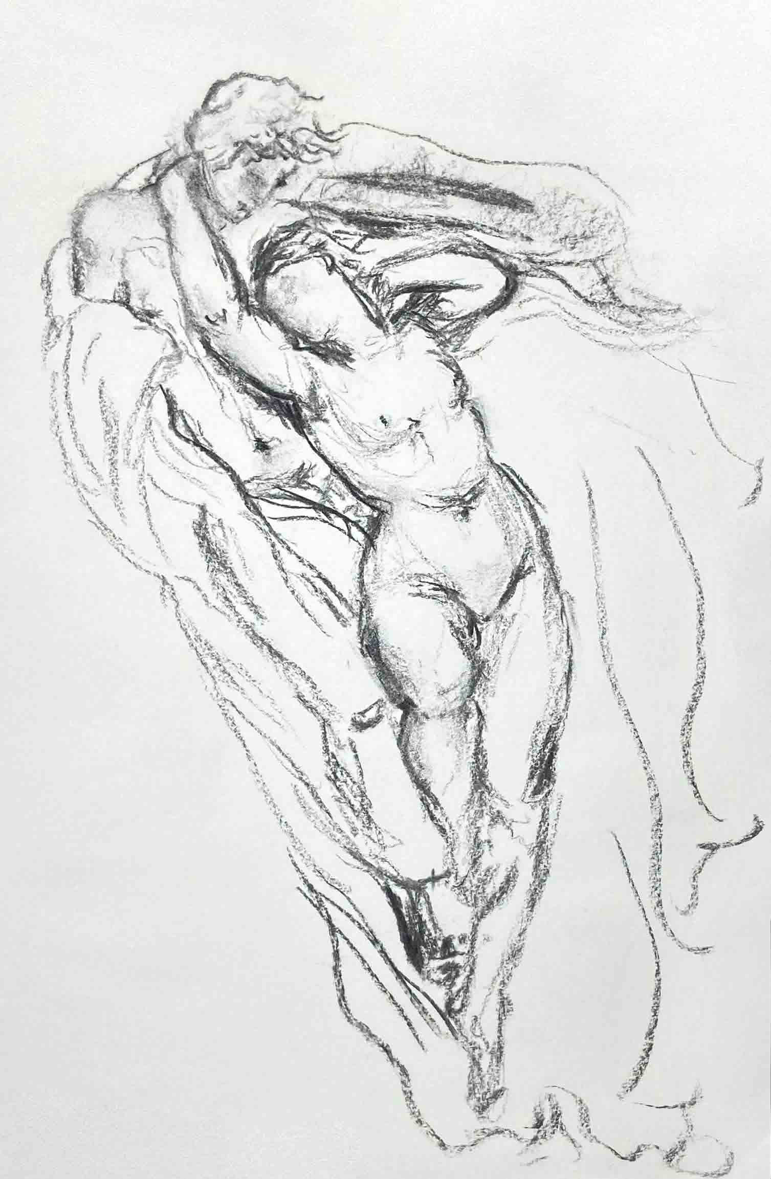 Studie naar Gustave Doré, houtskool op papier, 2025