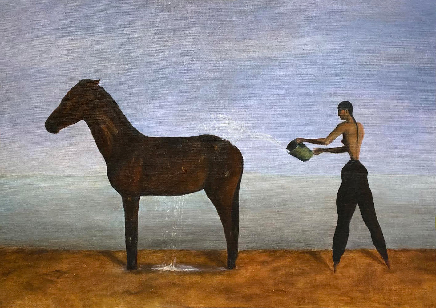 Woman with horse, 2020, oil on canvas, 50 x 70 cm, Julia Heijligers
