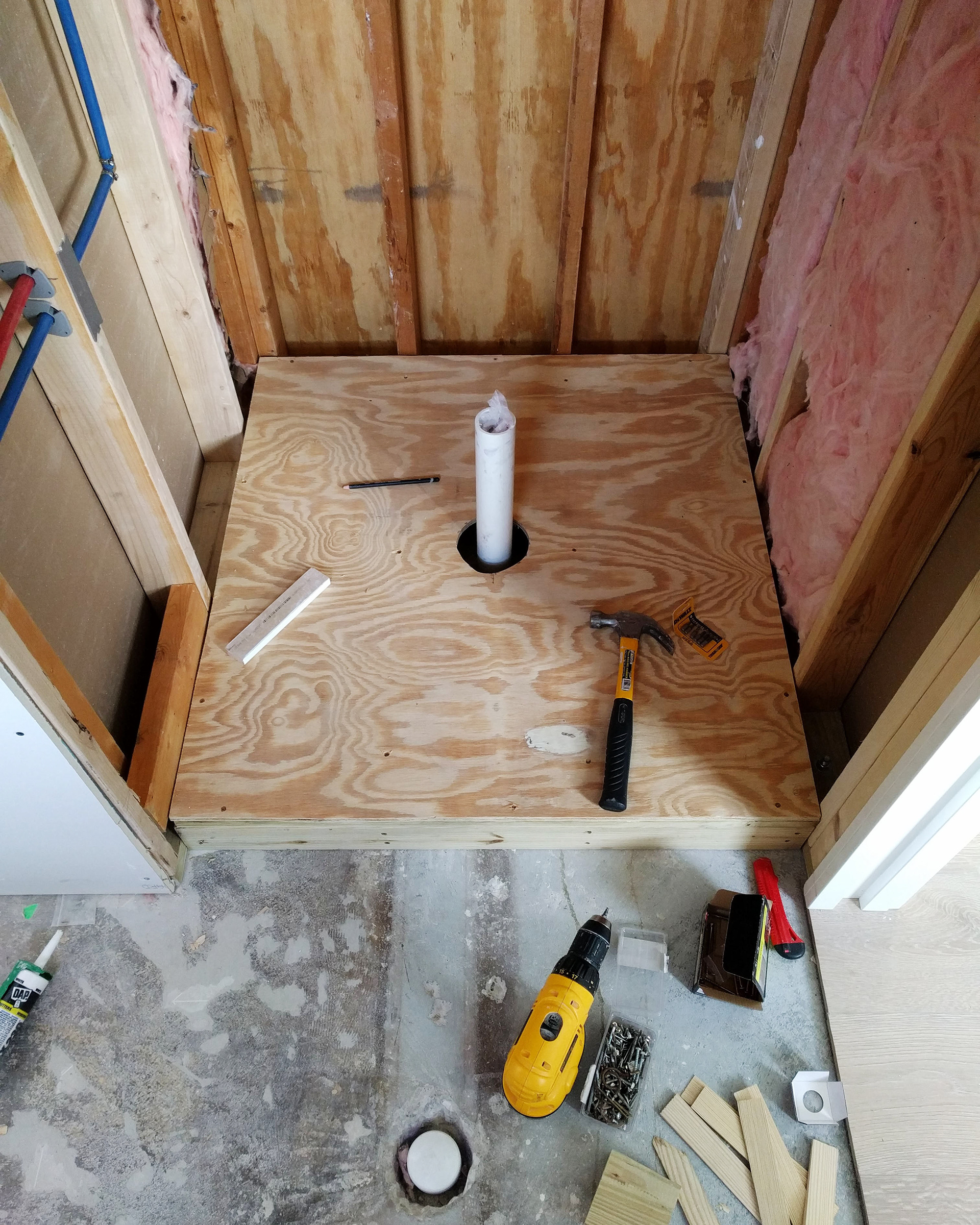 Building base for shower pan.