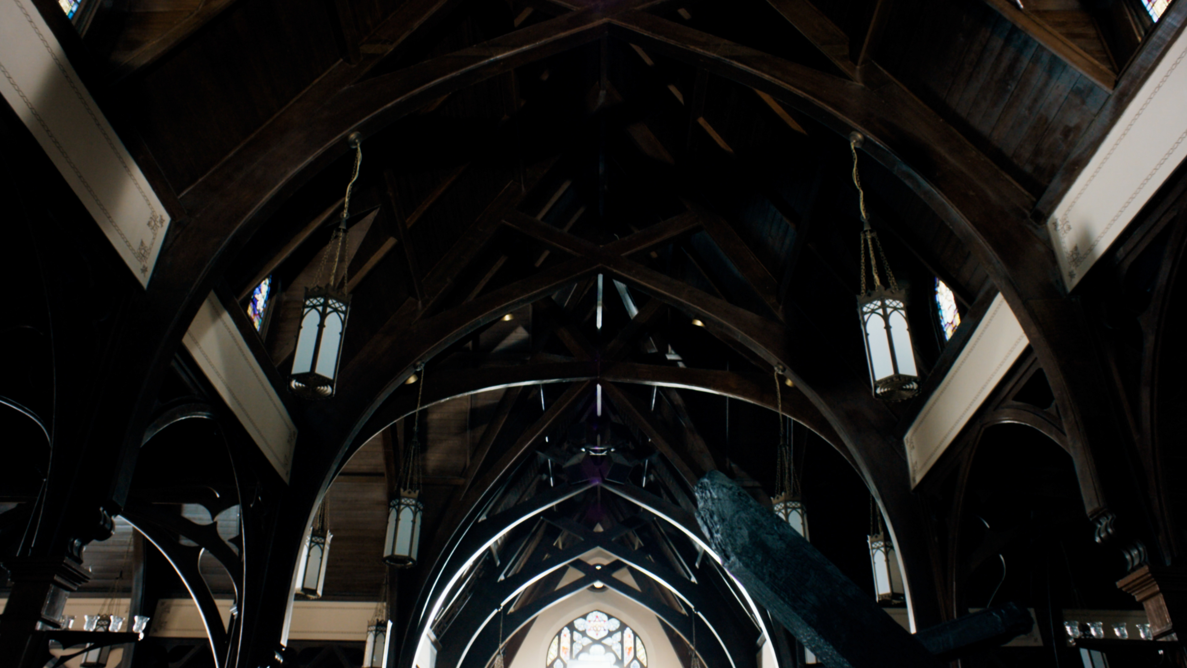 Make church look like it has fire damage: before