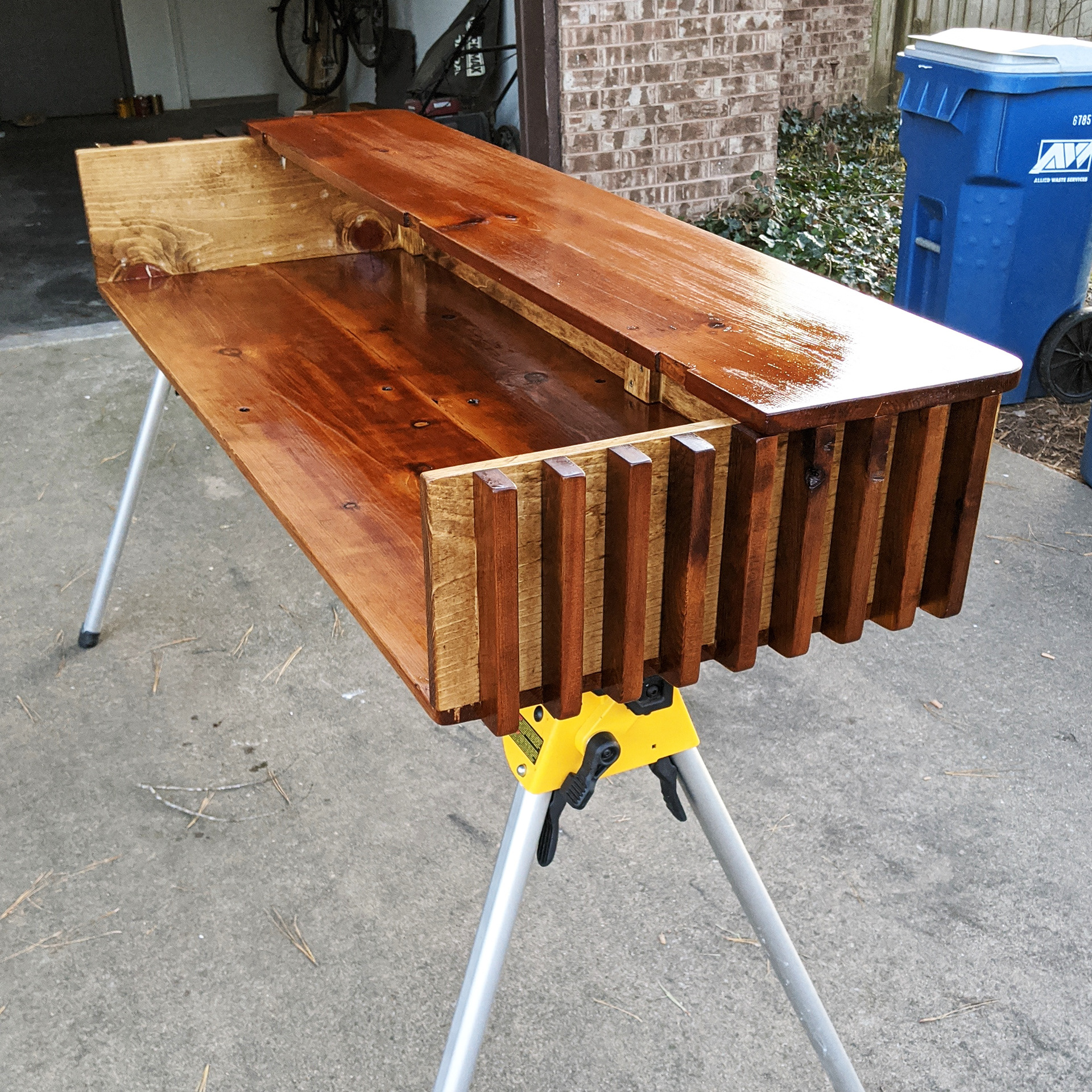 Adding stain.