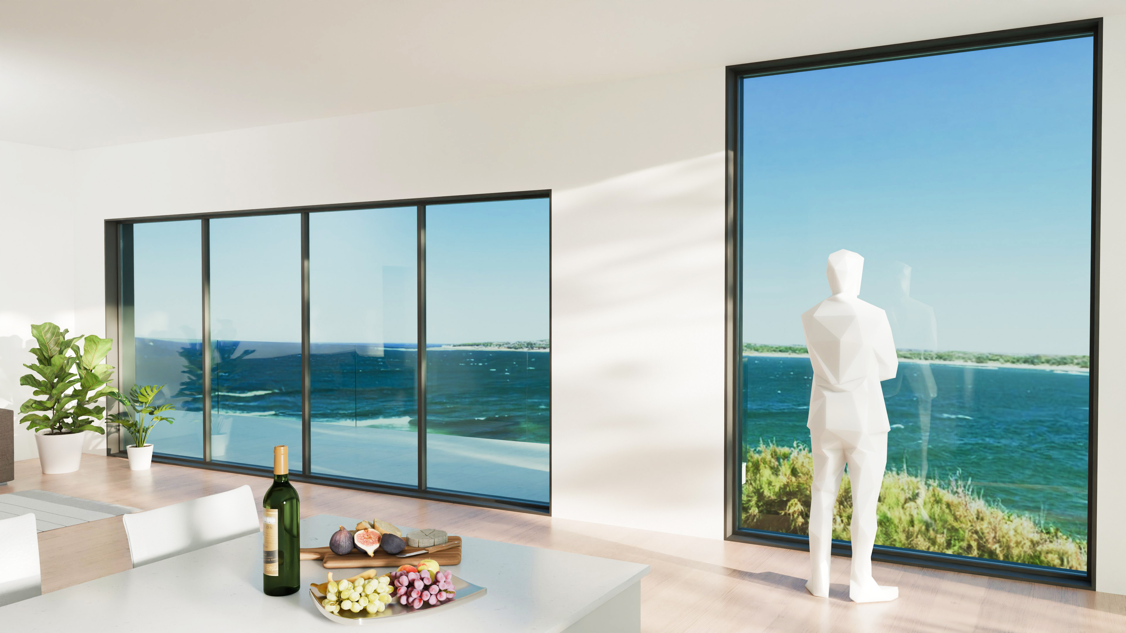 Ocean view from front of kitchen.
