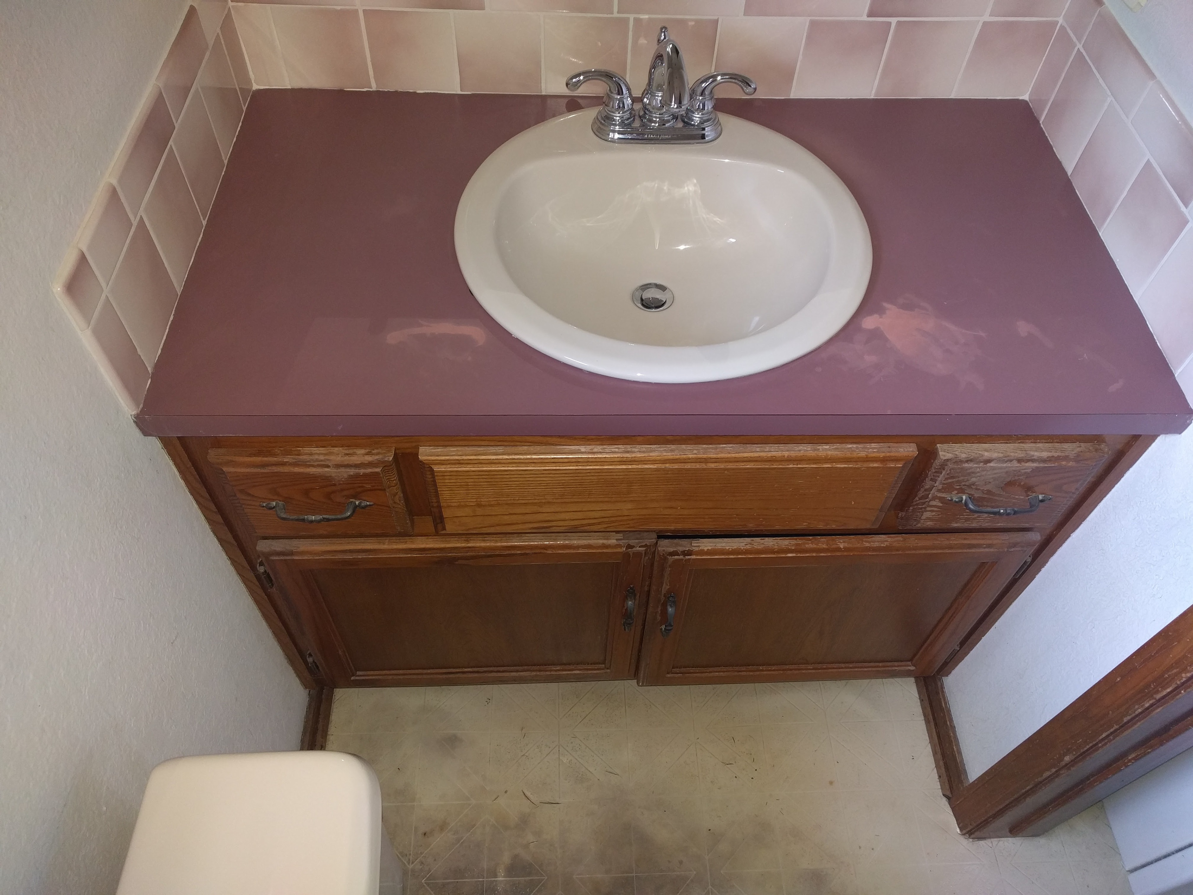 Main bathroom vanity before redesign.