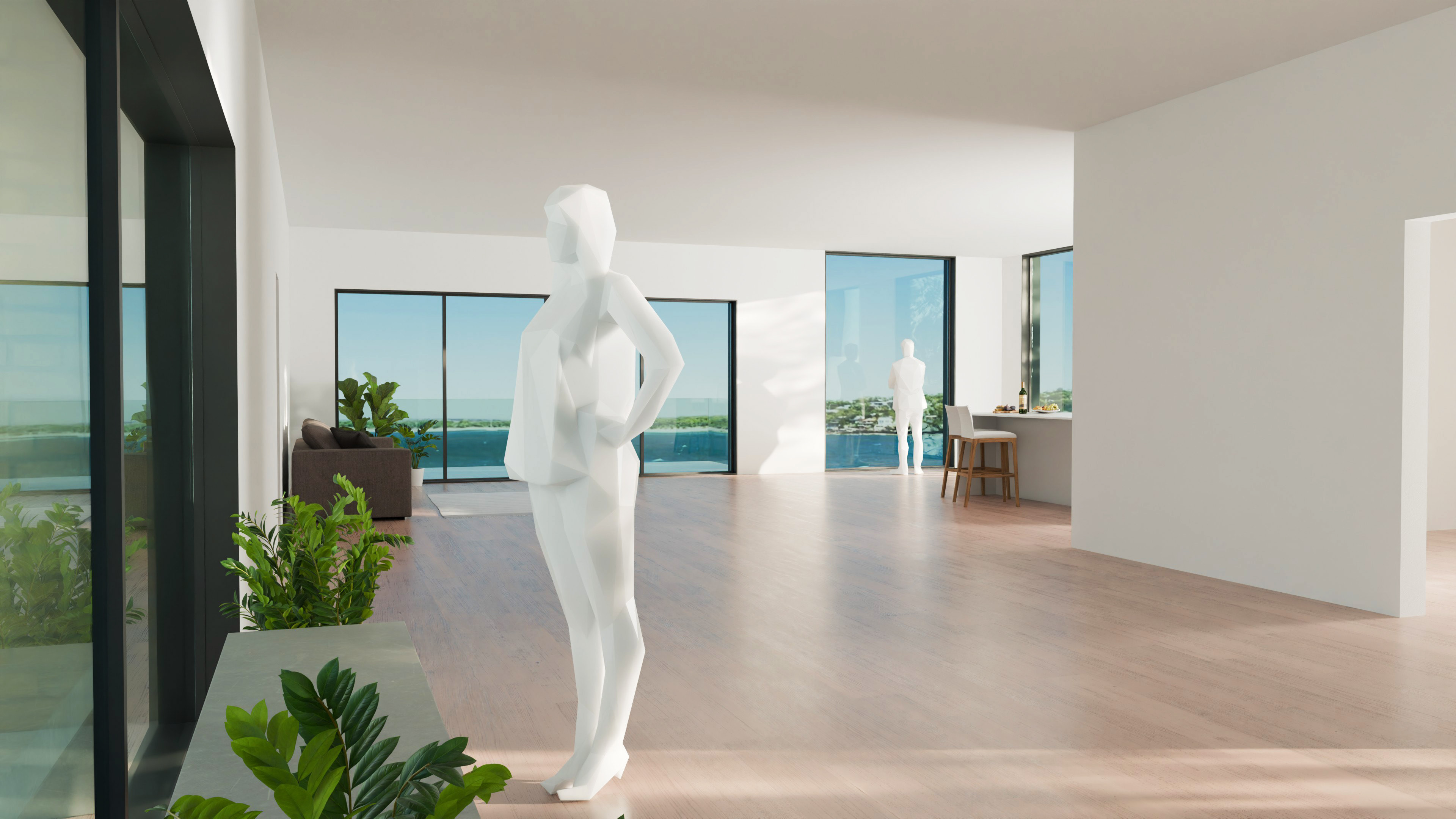 View from the back of the house through to the ocean view.