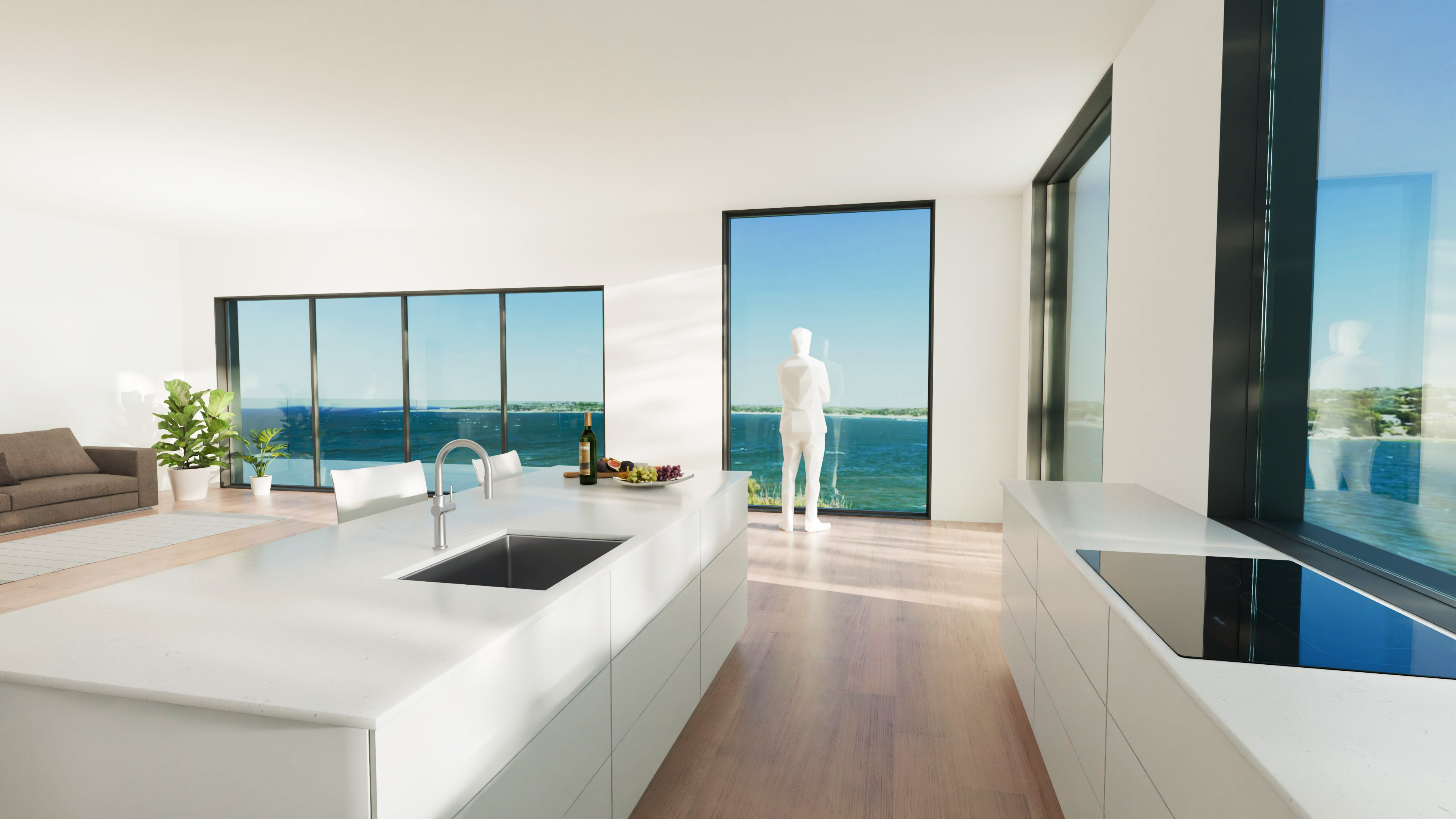 Ocean view from back of kitchen.