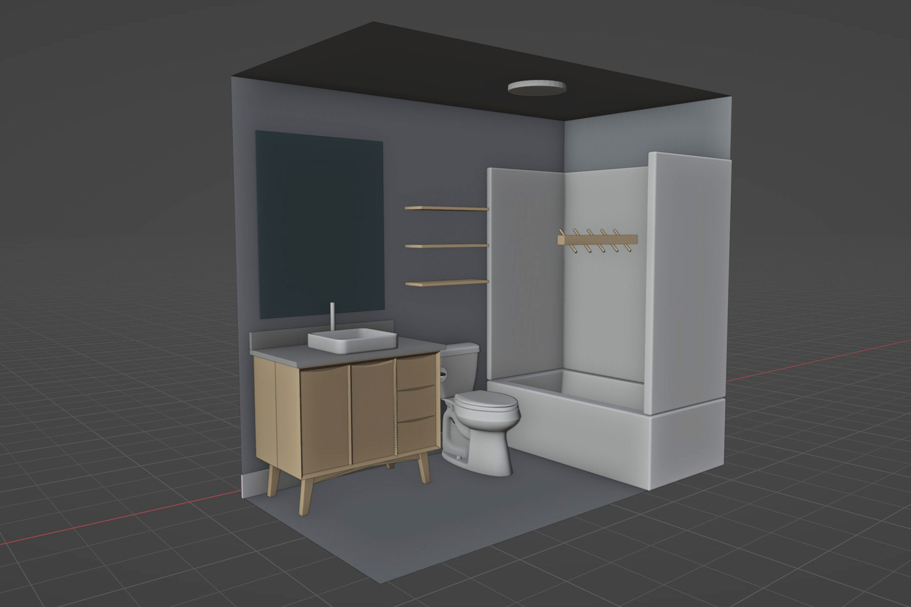 Testing out the full layout in 3D before beginning demolition and construction.