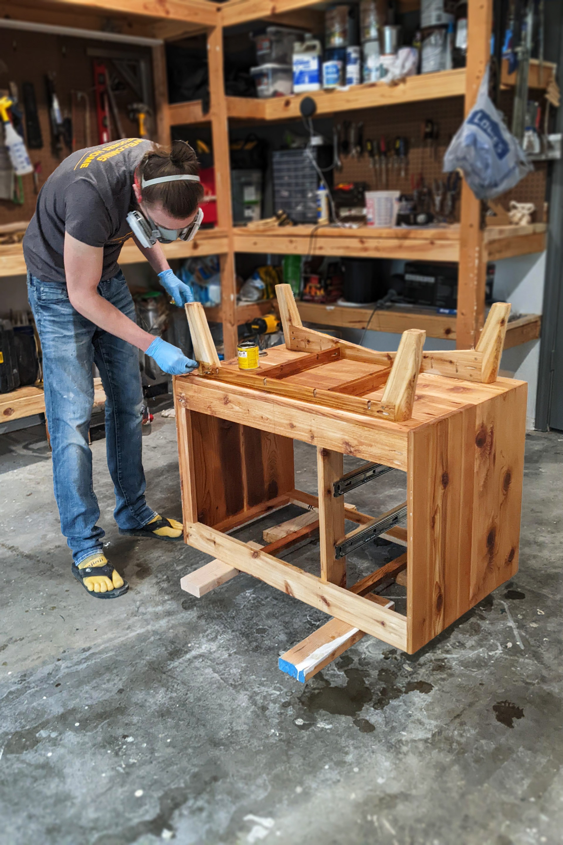 Staining the vanity