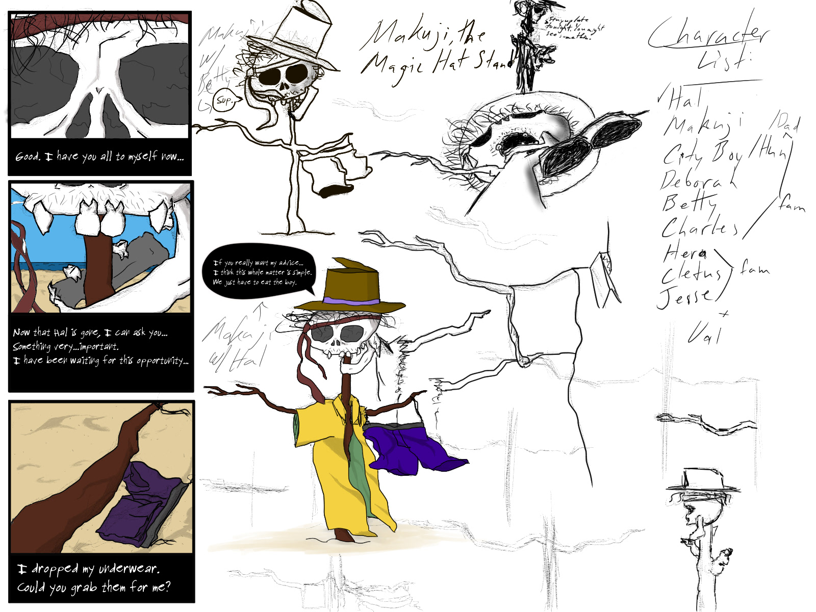 This is Makuji, the magic, talking hat stand. He is a late acquaintance of the Living Lost, but one they all treasure for different reasons.