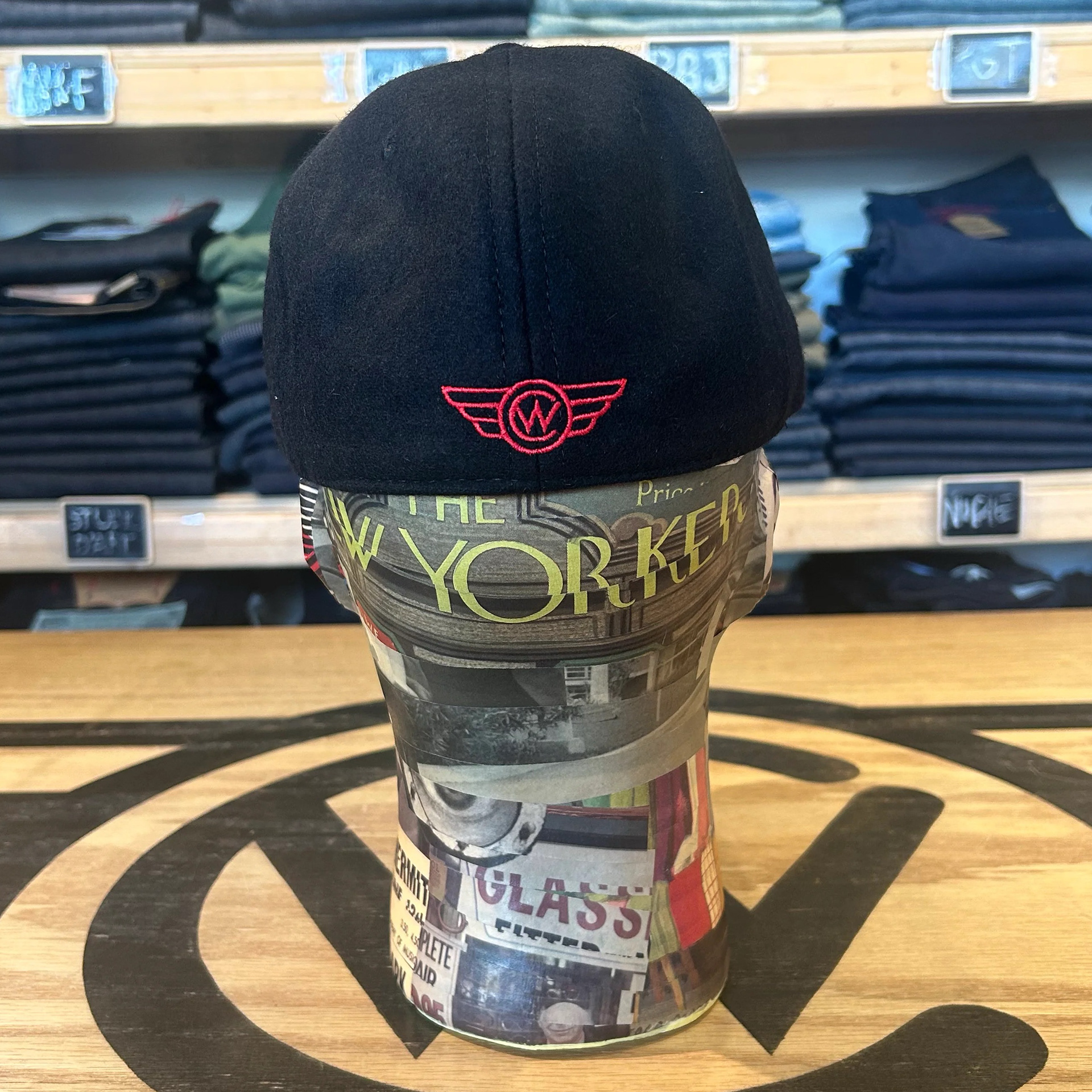 Custom - Navy Wool, back emb. on fitted