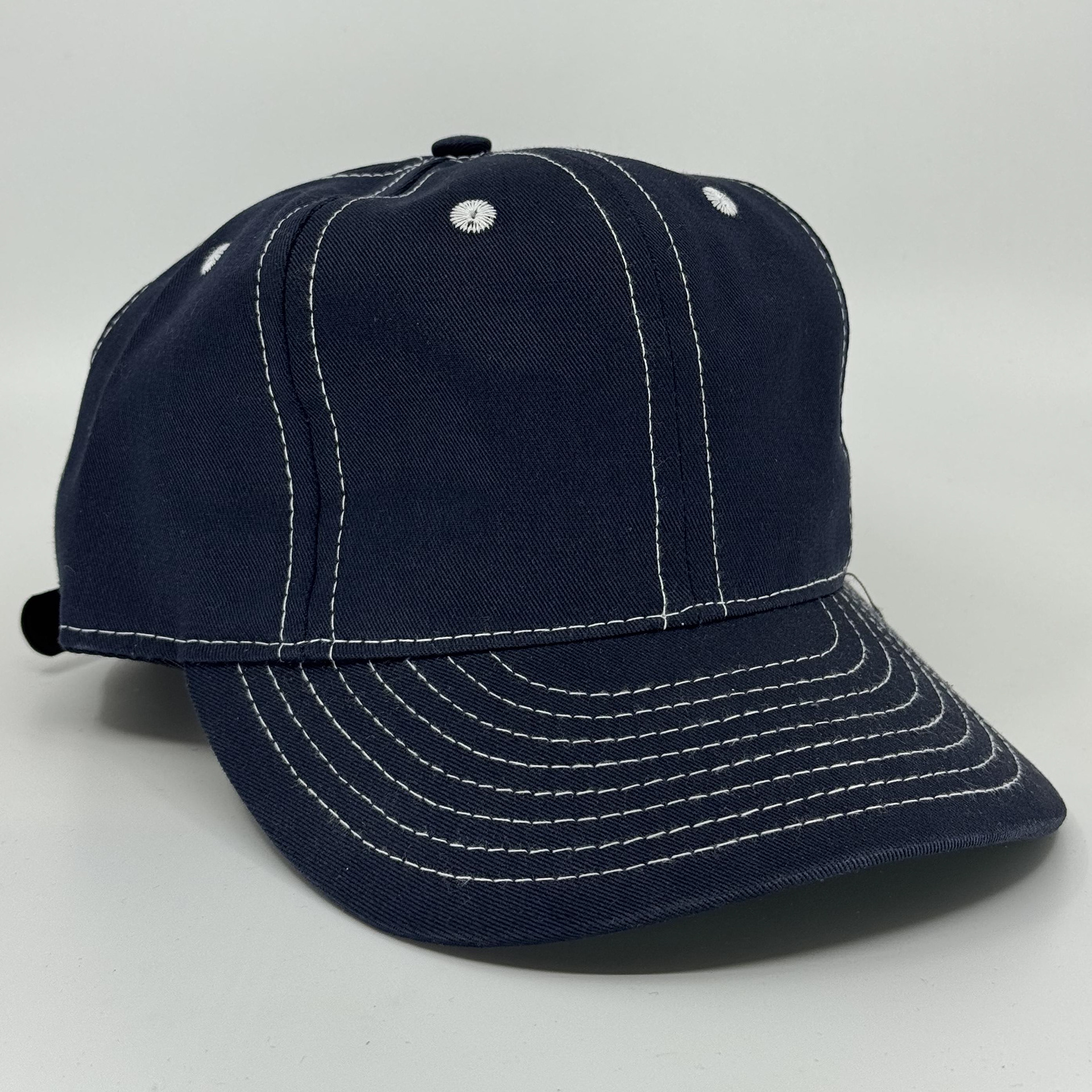 Navy Twill with contrast stitching and eyelets