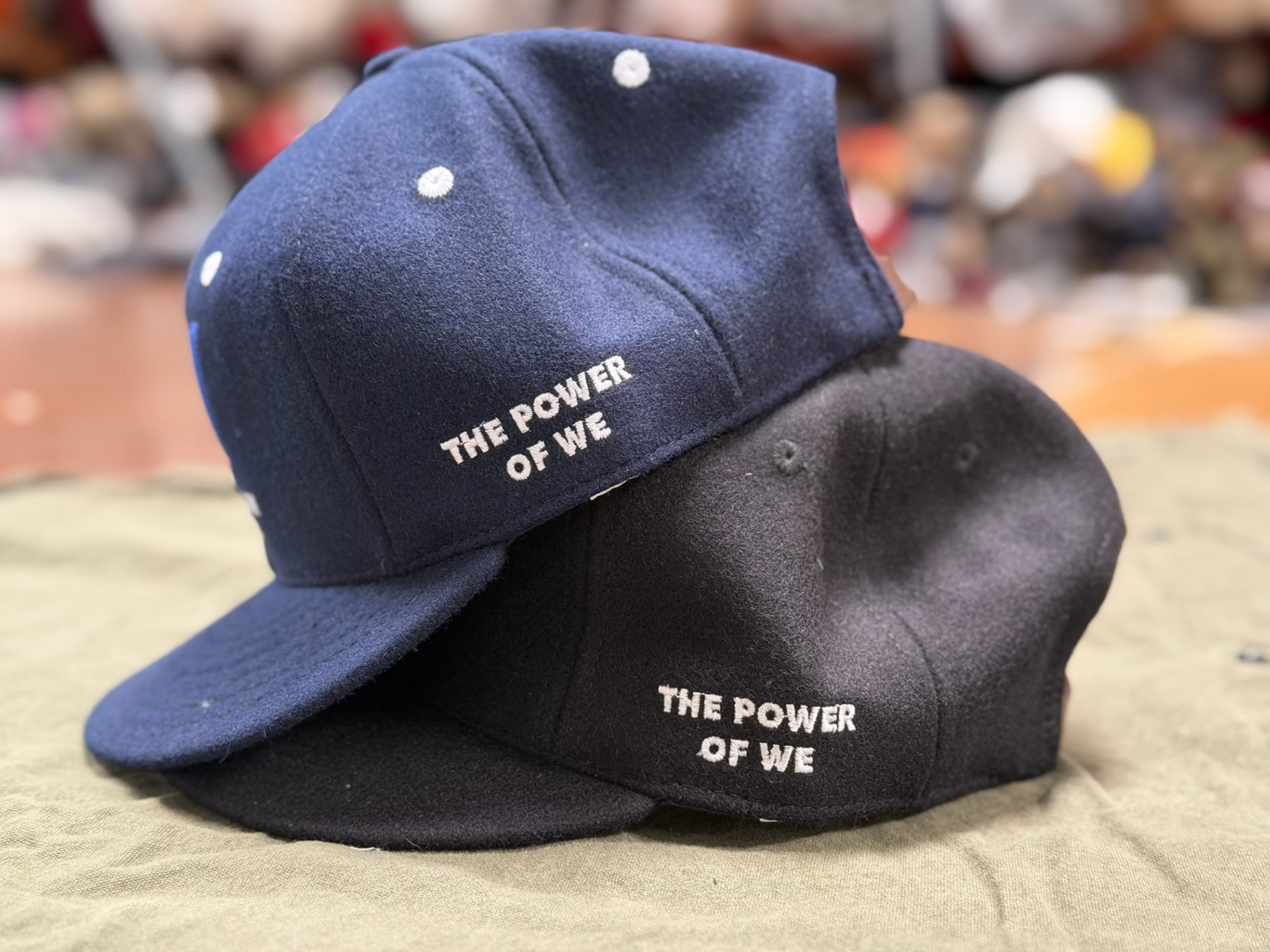 Black/Navy Wool with direct side embroidery