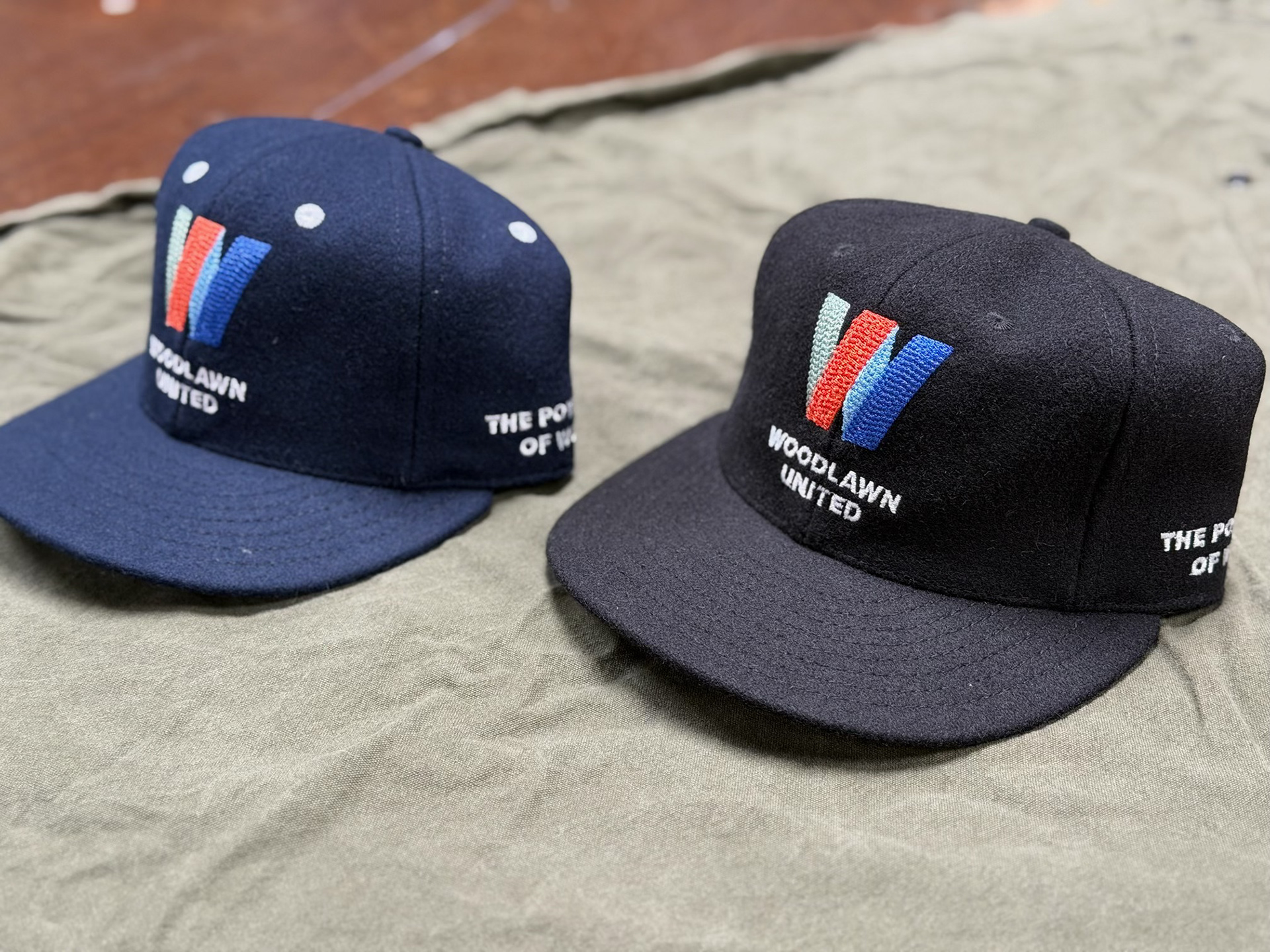 Black/Navy Wool with faux-chainstitch embroidery