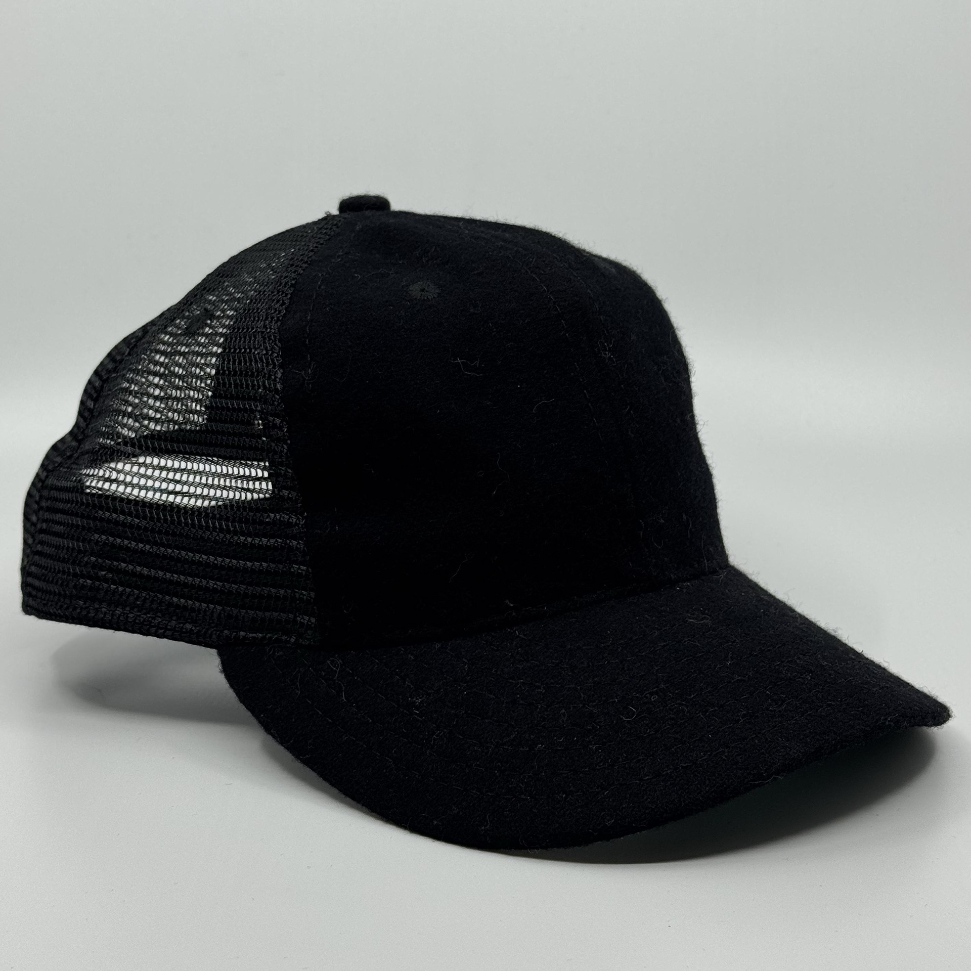 Black Wool mesh back 6-panel