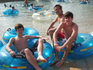 My brother, dad, and I enjoying the lazy river