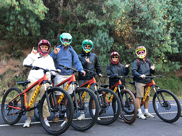 Riding bikes down the mountain