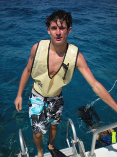 Preparing to enter the water with sharks