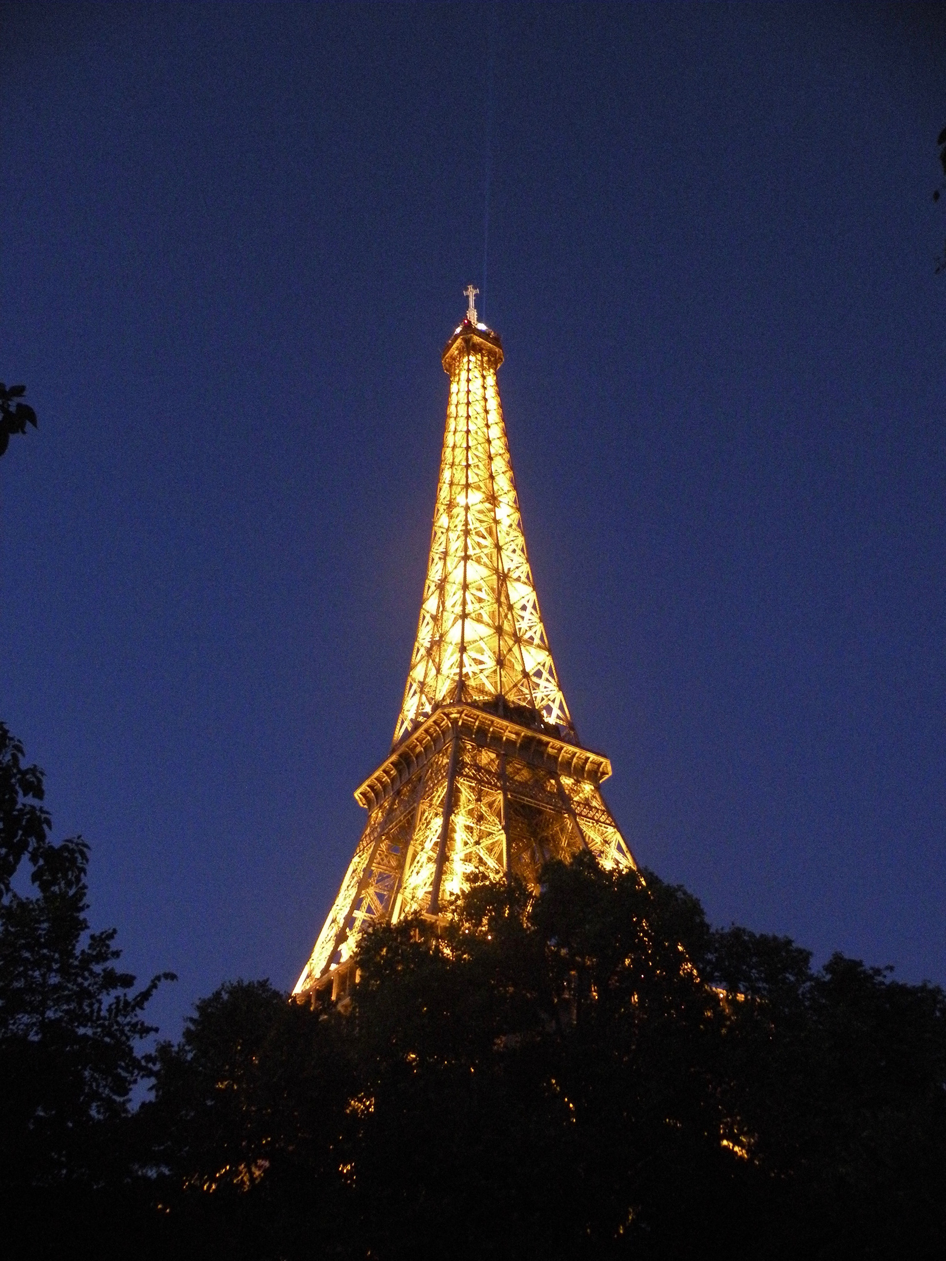 The glowing Eiffel Tower