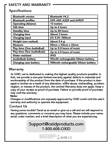 Safety and Warranty