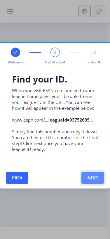 Guiding the user to their league ID