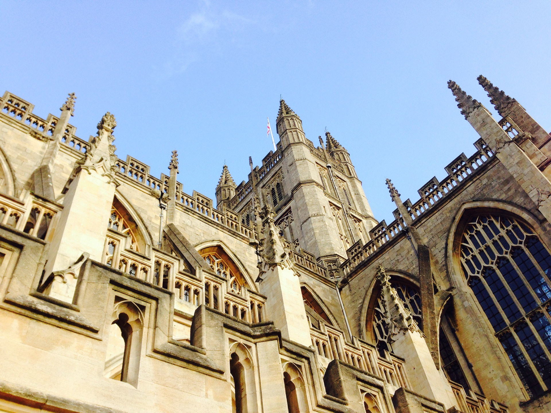 Looking up at cathedral walls