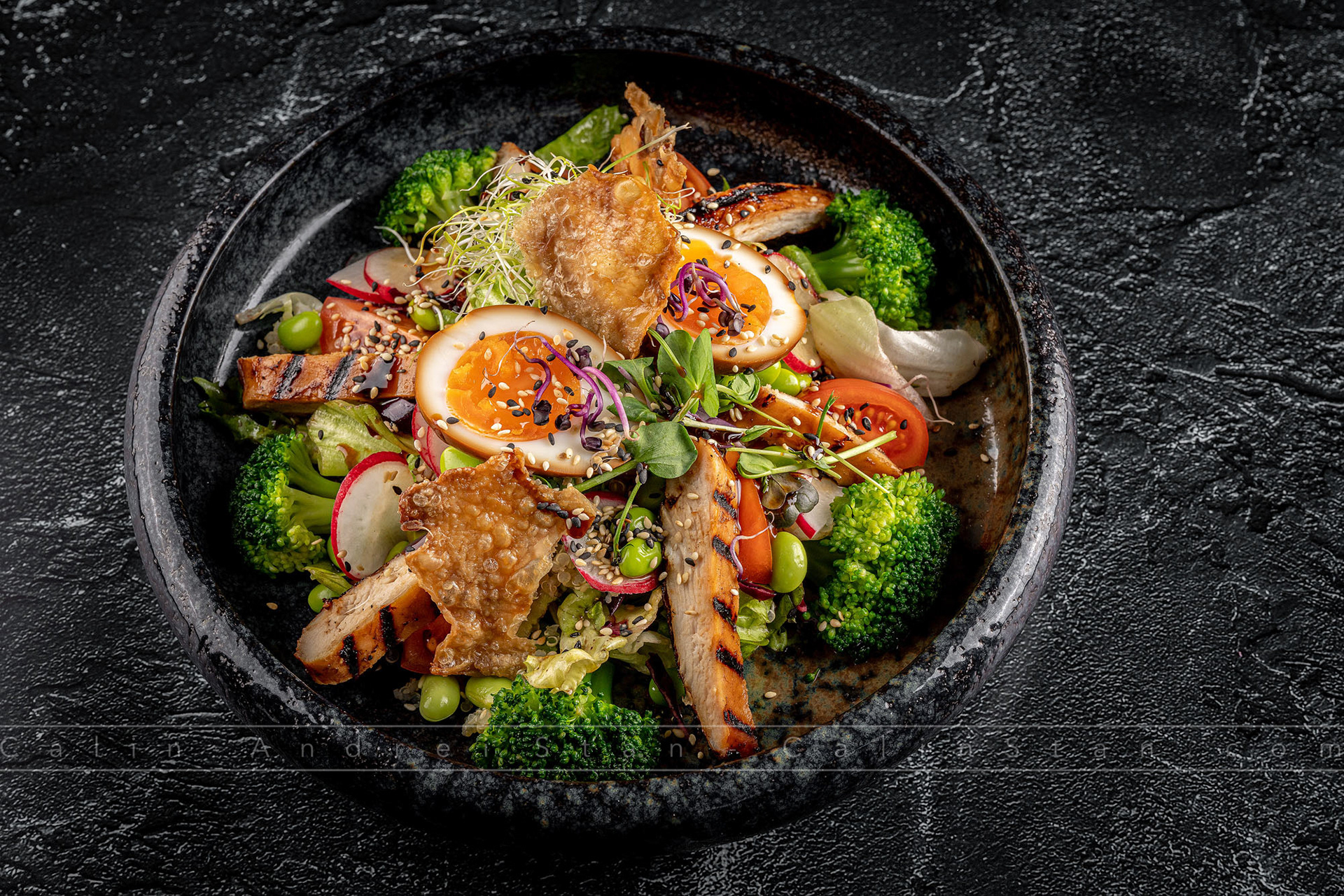 Food photography on dark background