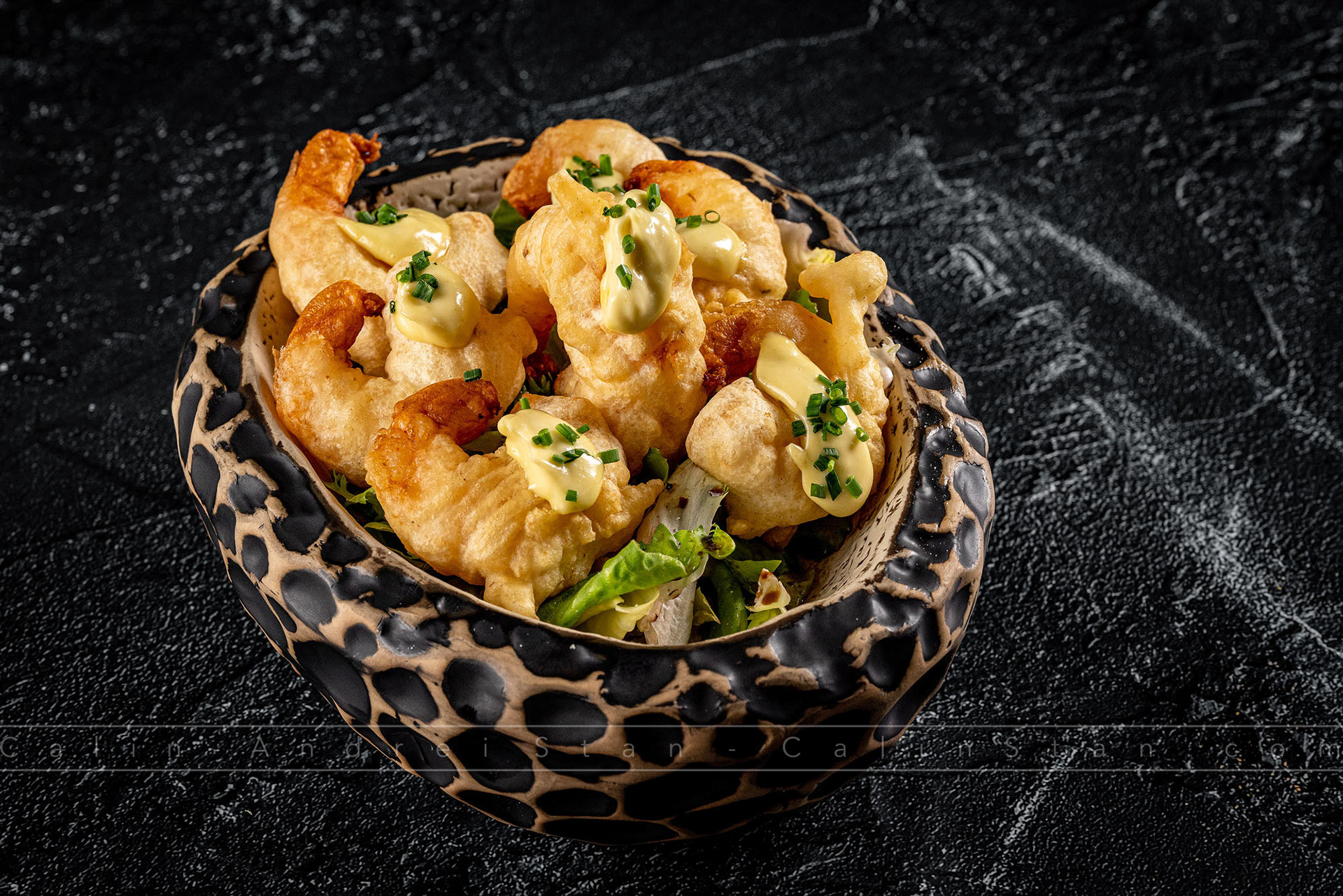 Food photography on dark background