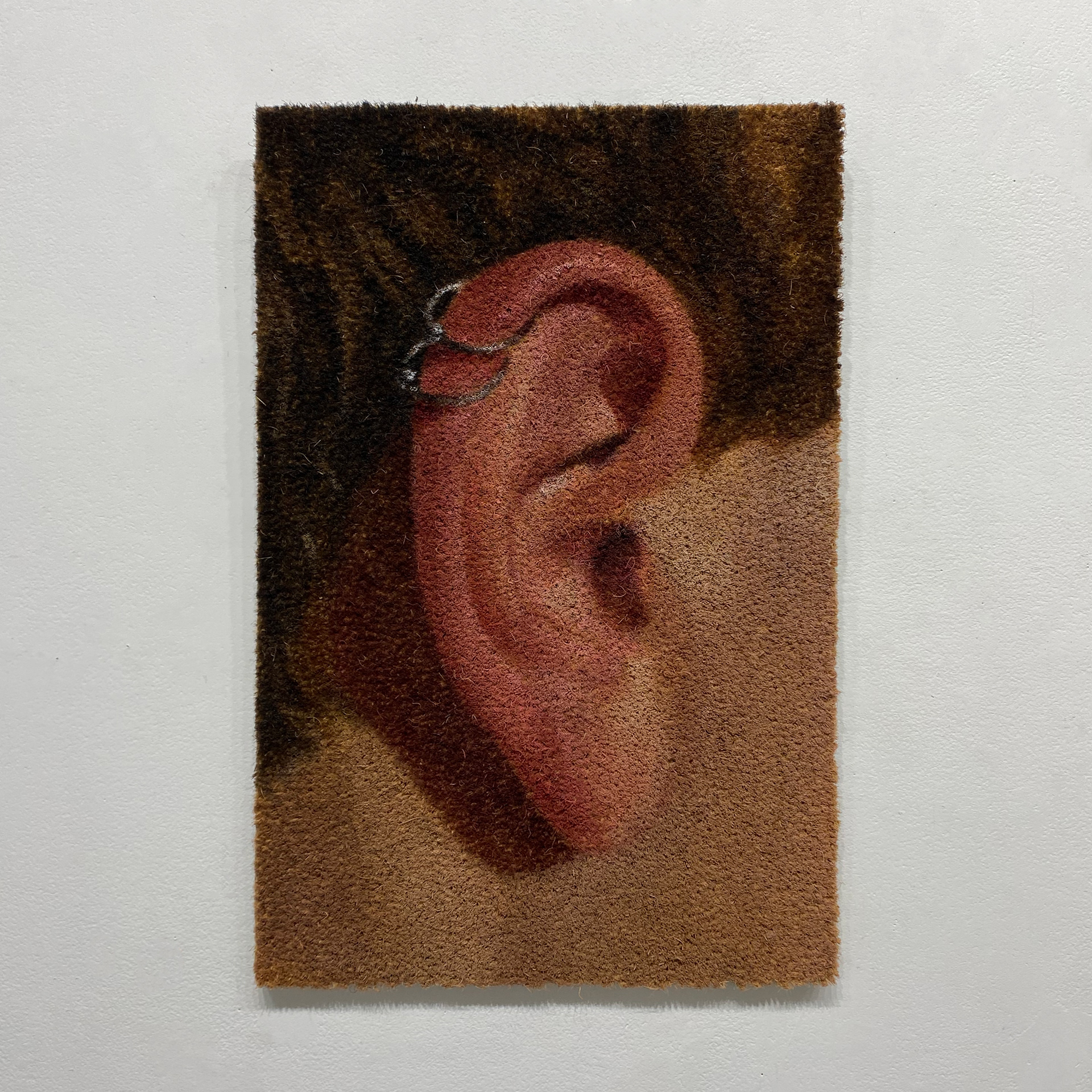 What?, 2023. Oil on coir, 40 x 60cm. Sold.