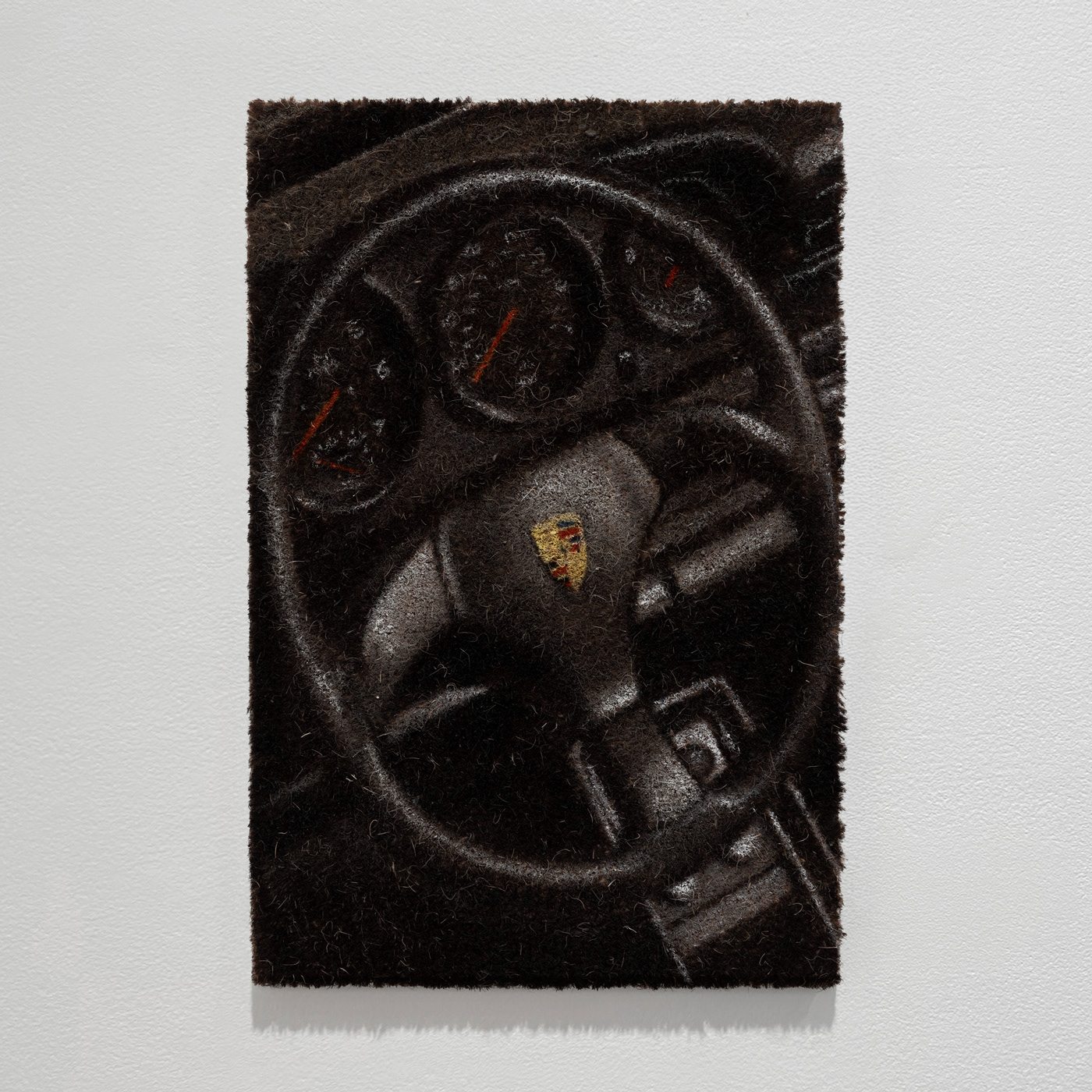 Halo, 2024. Oil and spray paint on coir, 40 x 60cm. Available.