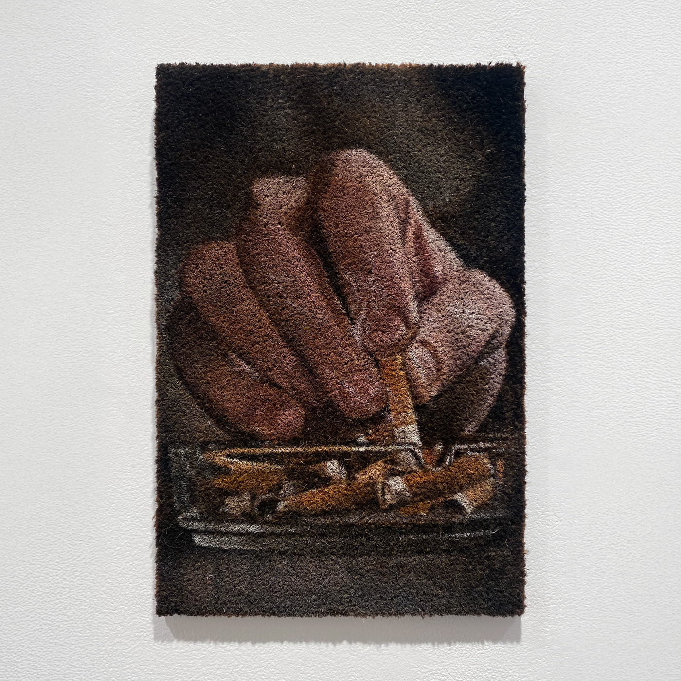 Crushed, 2025. Oil on coir, 40 x 60cm. Sold.
