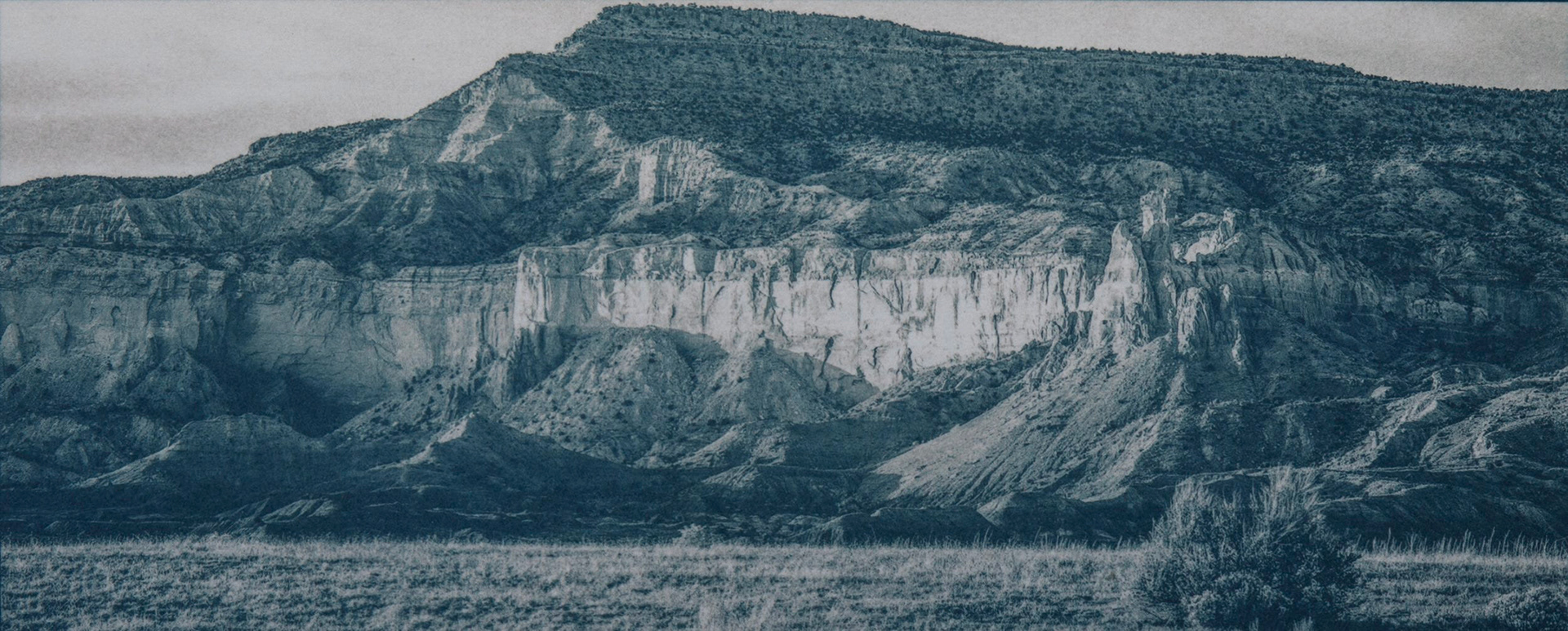 "Ghost Ranch, Rio Arriba County, NM" - Toned cyanotype (pyrogallic acid)