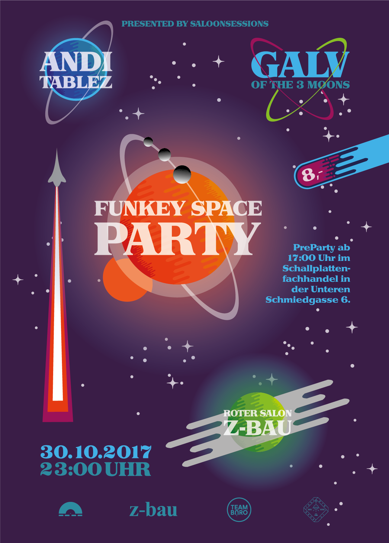 A flyer/poster graphic i did for a "Funkey Space Party"