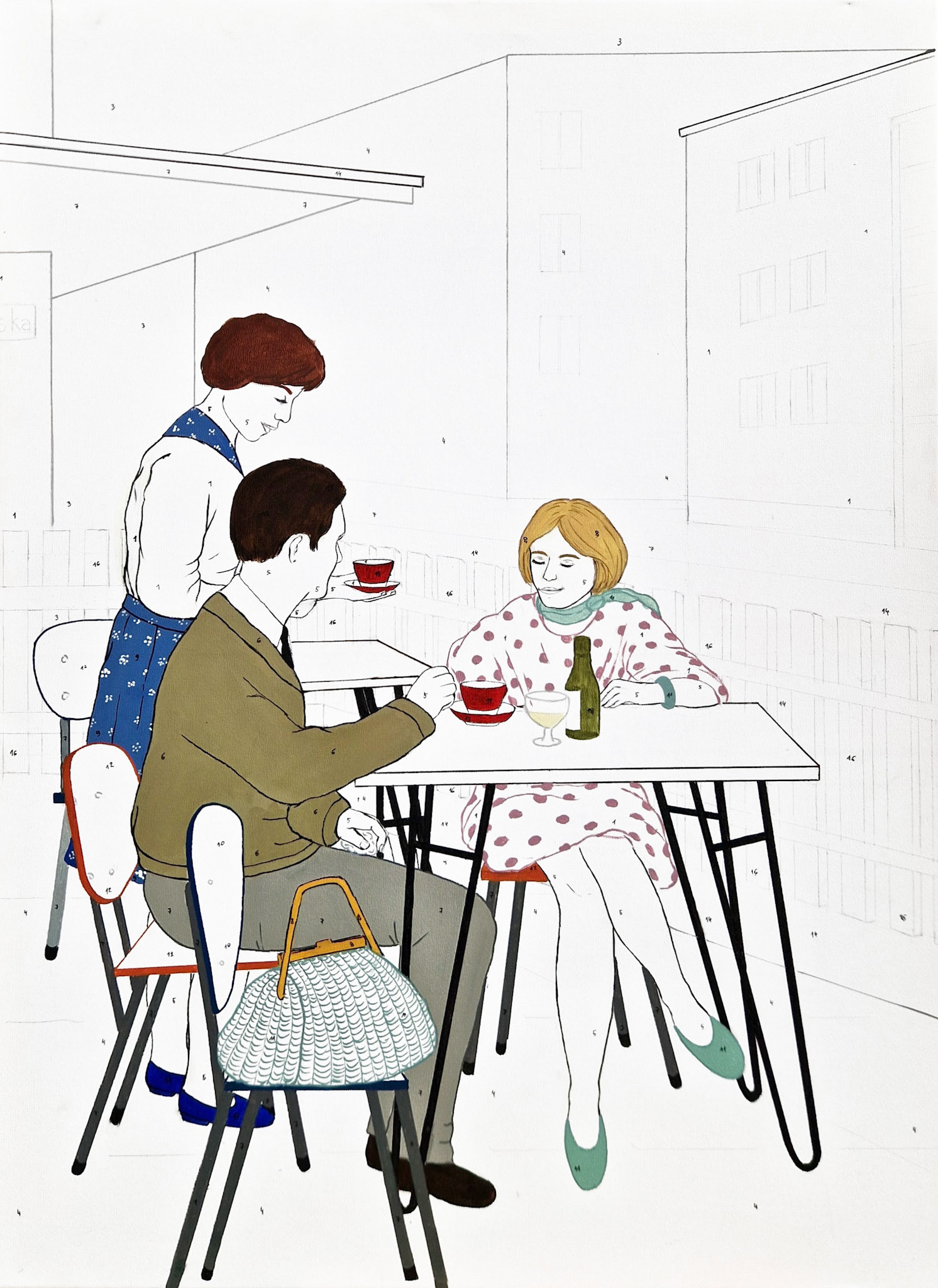 Kawiarnia Figaro - 120x90 cm (akryl na płótnie)