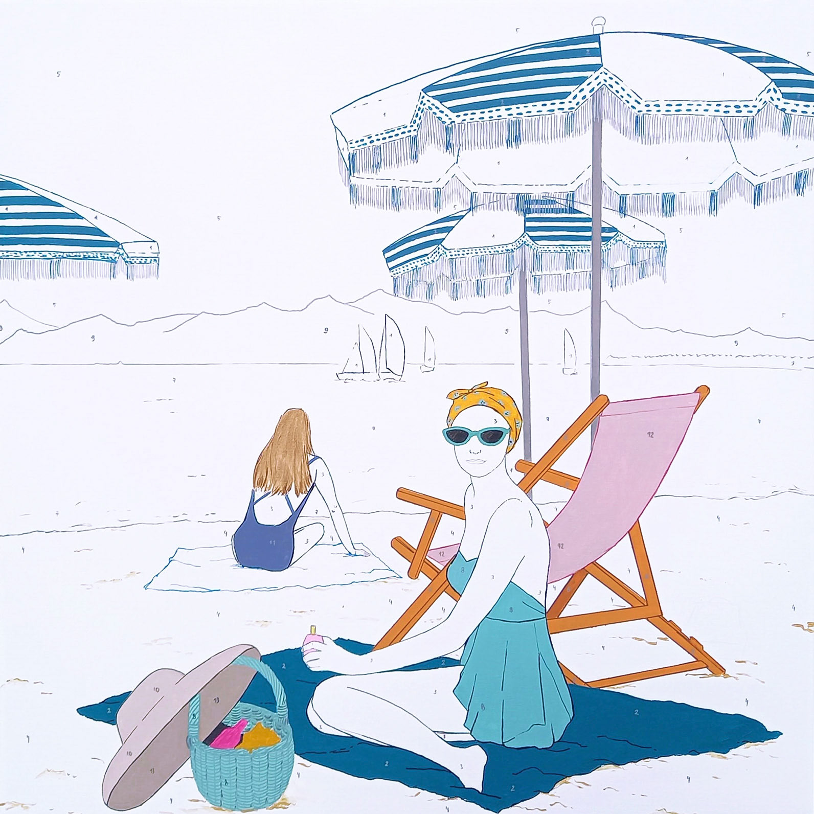 Na plaży, 100x100cm