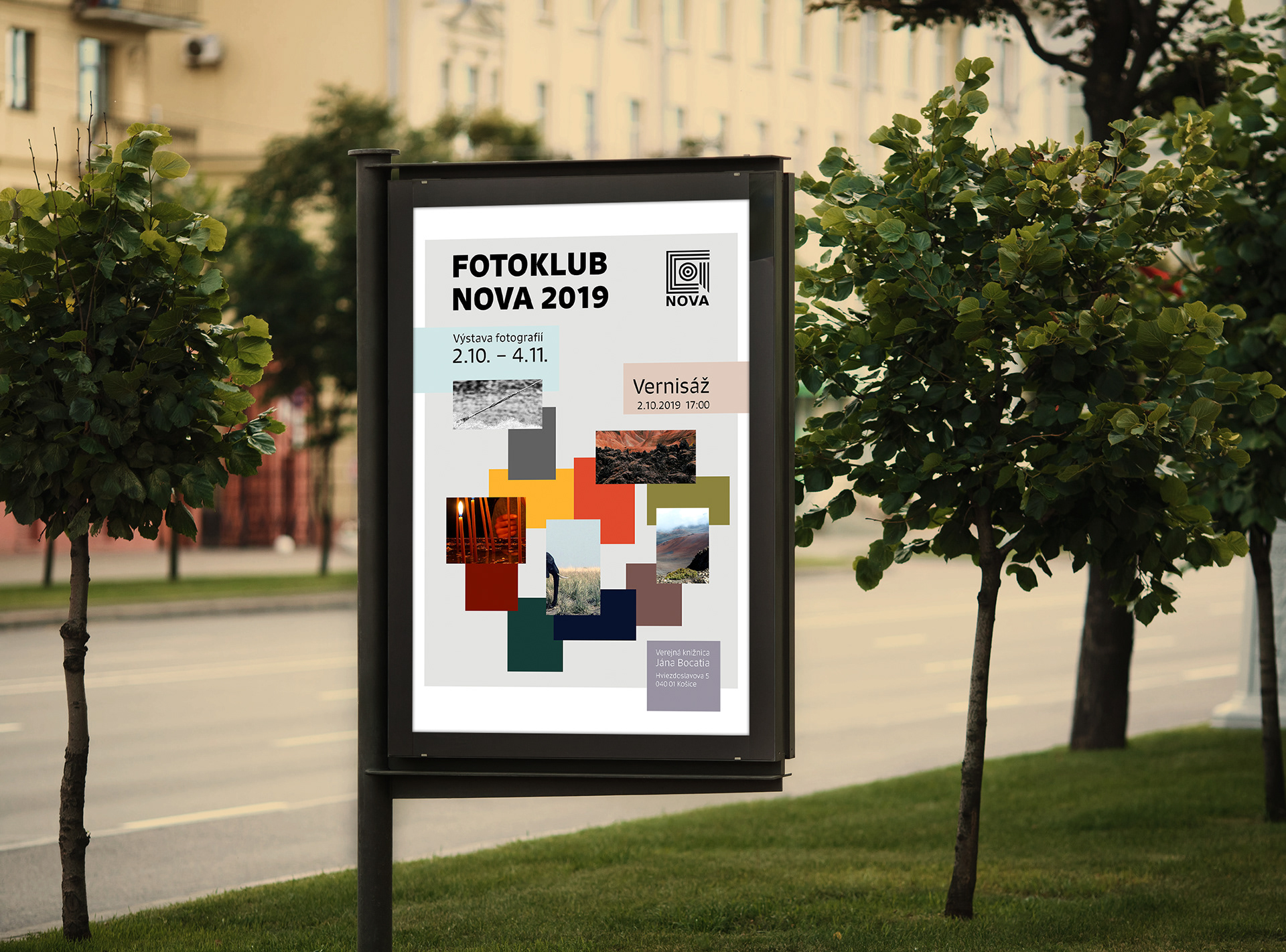 A city billboard/poster design mockup for the photography exhibition