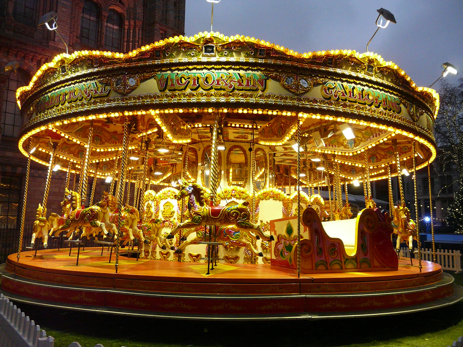 A carousel in front of Natural History Museum, London