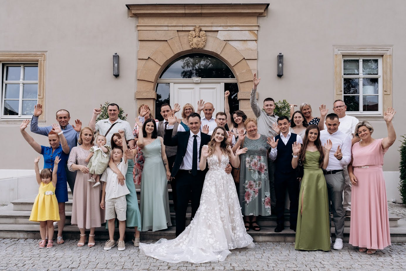 group photo wedding guests