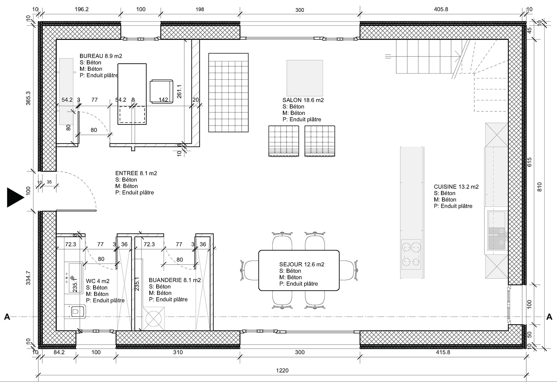 Vectorworks Architect 2D rendering. Original scale 1:50 Not to scale in print