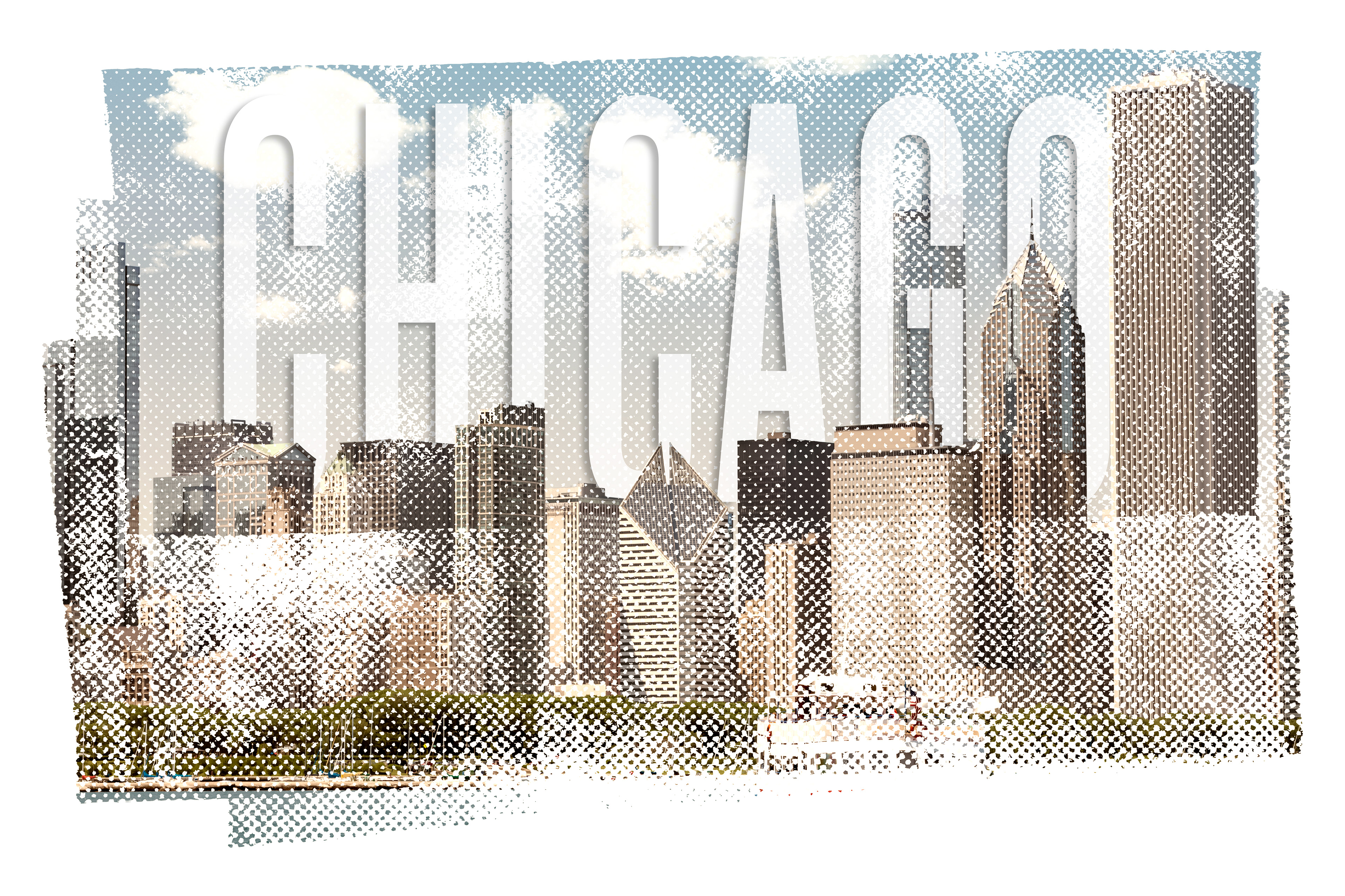 UA015_CHICAGO Skyline | Vintage