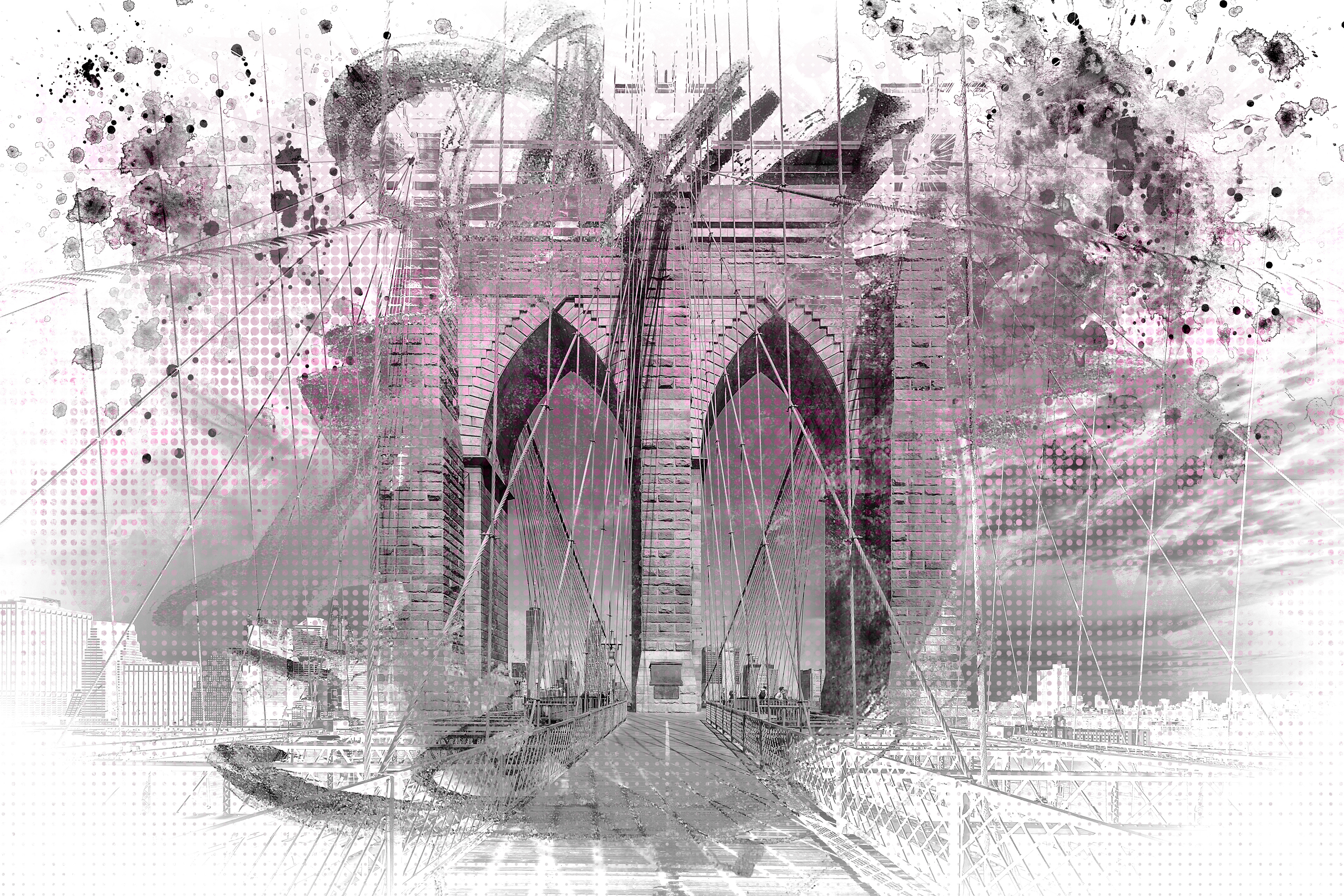 UA009_City Art Brooklyn Bridge in Detail | pink