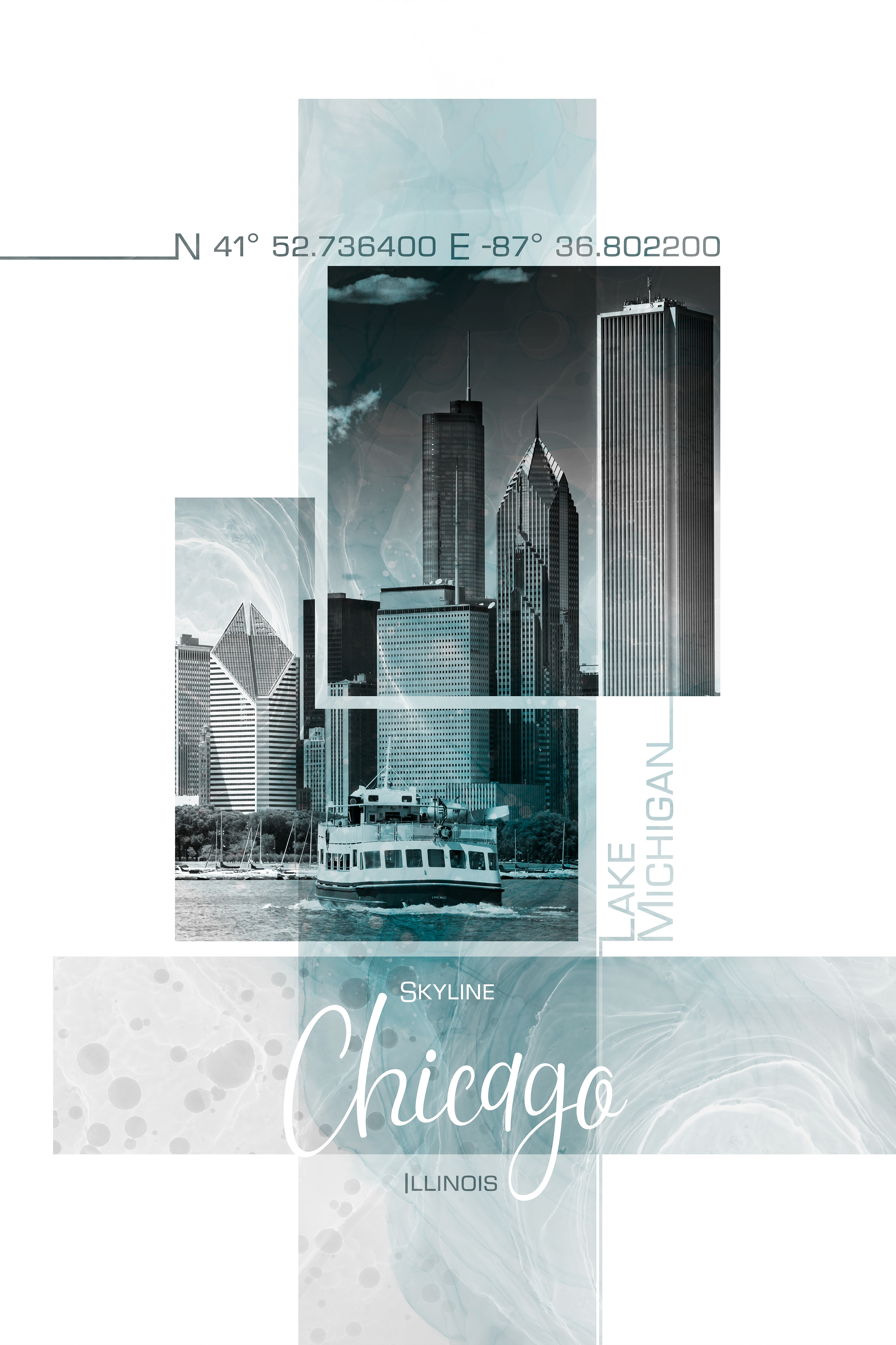 PC080_CHICAGO Skyline | turquoise marble