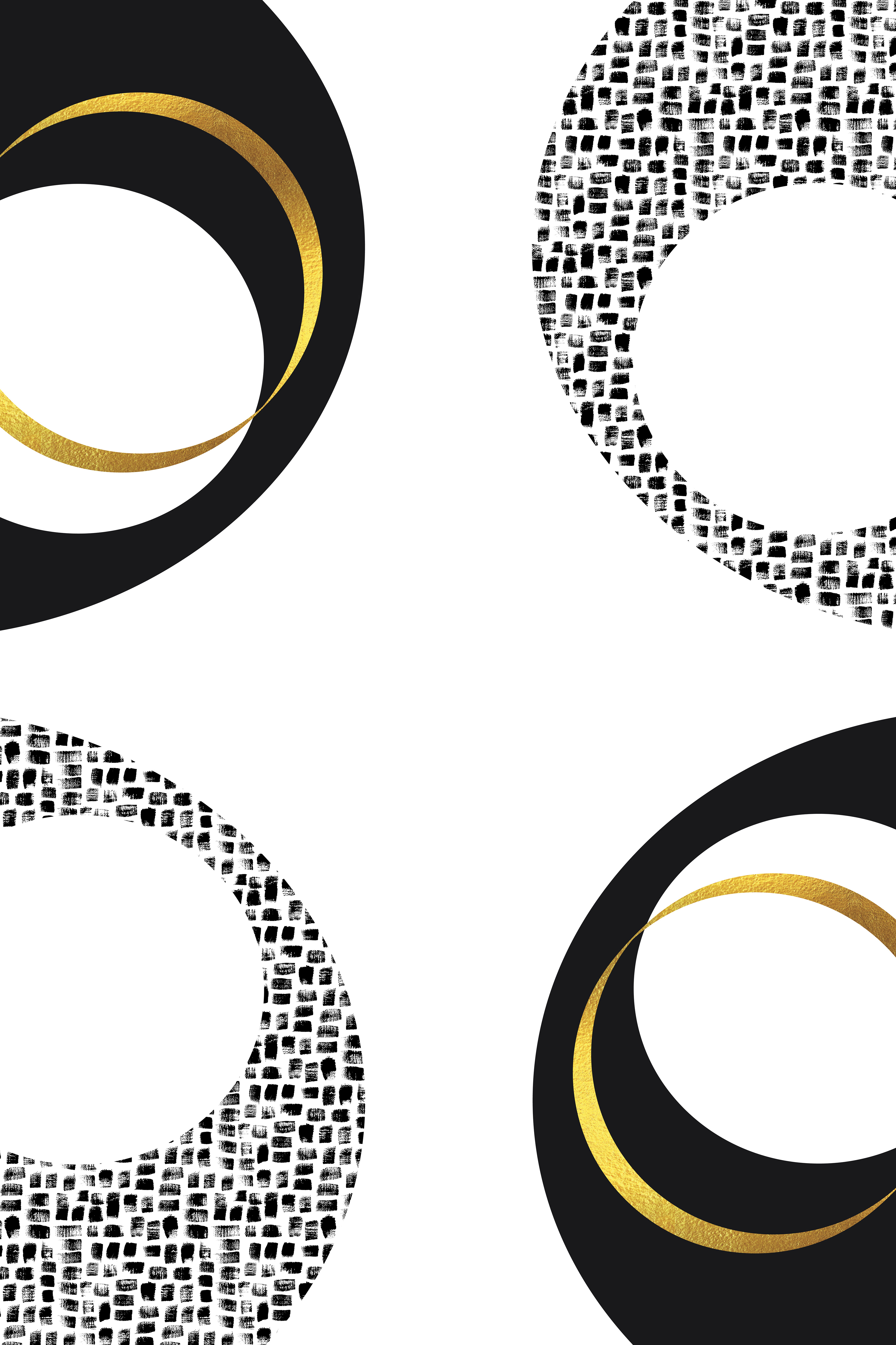 GA034_Black & White Abstract No. 7 | gold