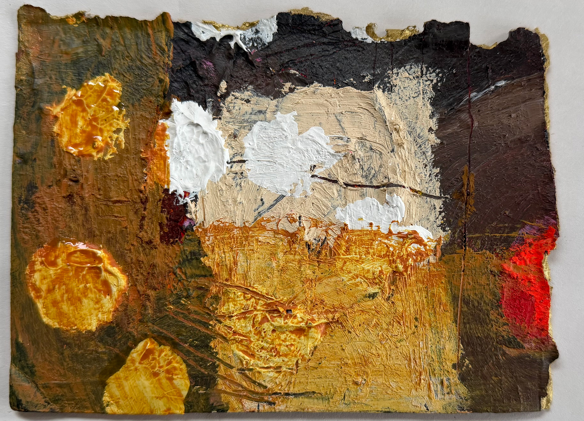 Torn, turned & painted gold