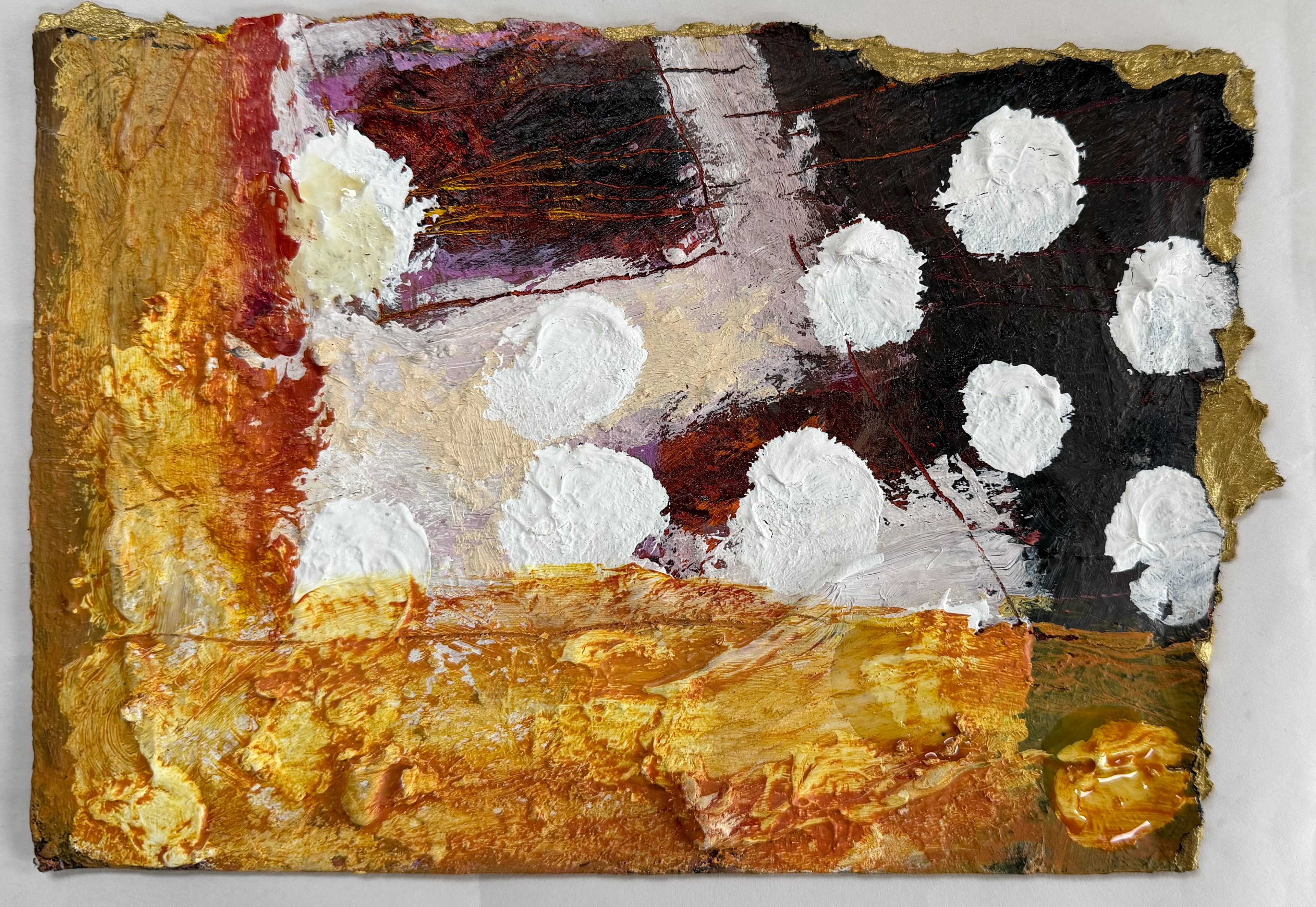 Torn, turned & painted gold III