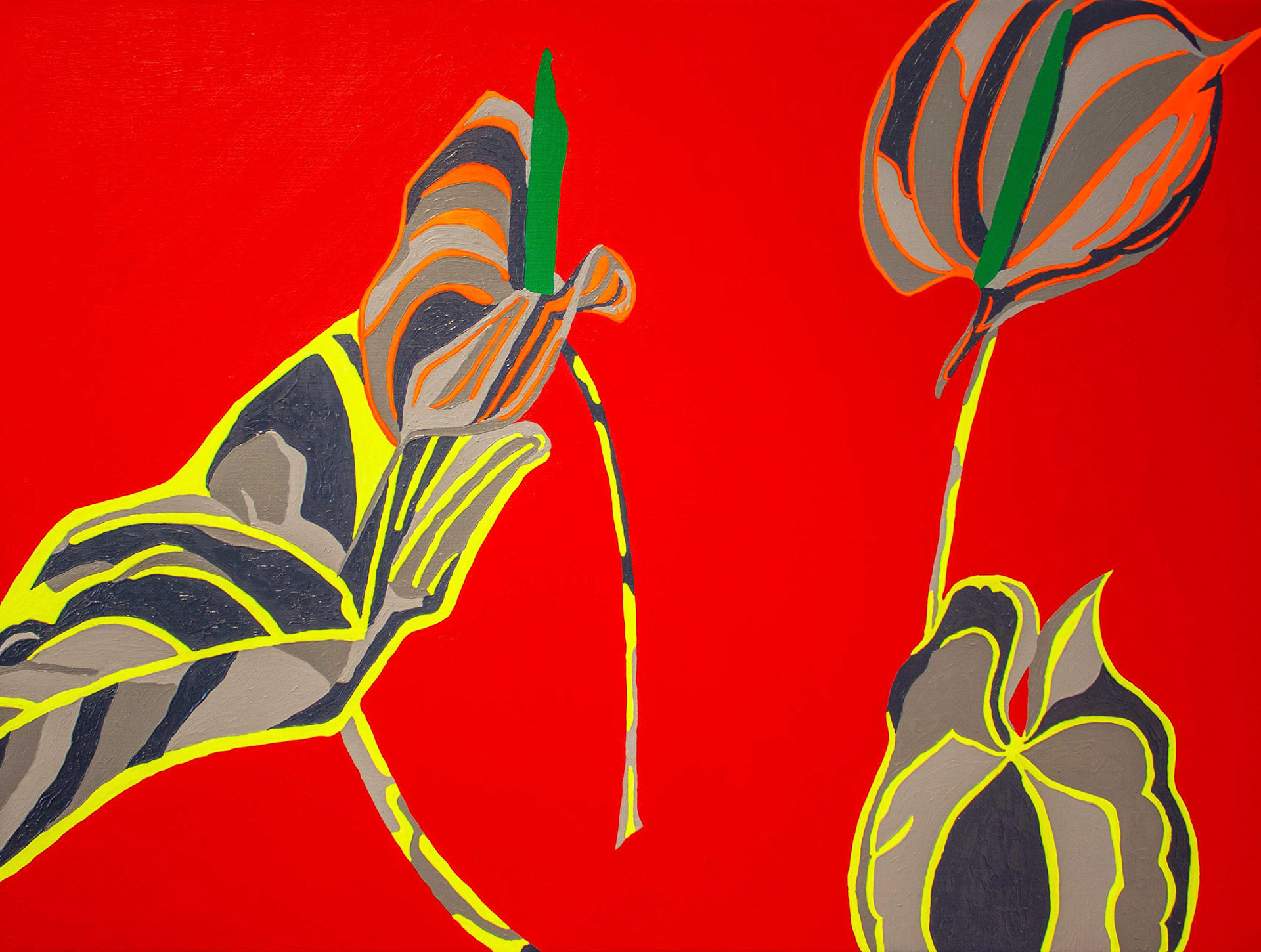 Anthurium I, 2018; 80x59,5 cm Acrylic and oil on canvas