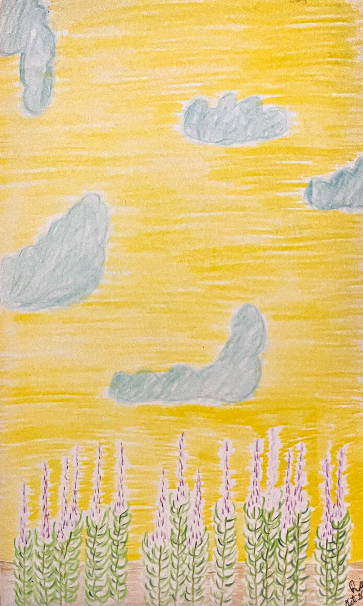 Landscape with lupines, Helsinki 2023; Mixed media on paper.jpg