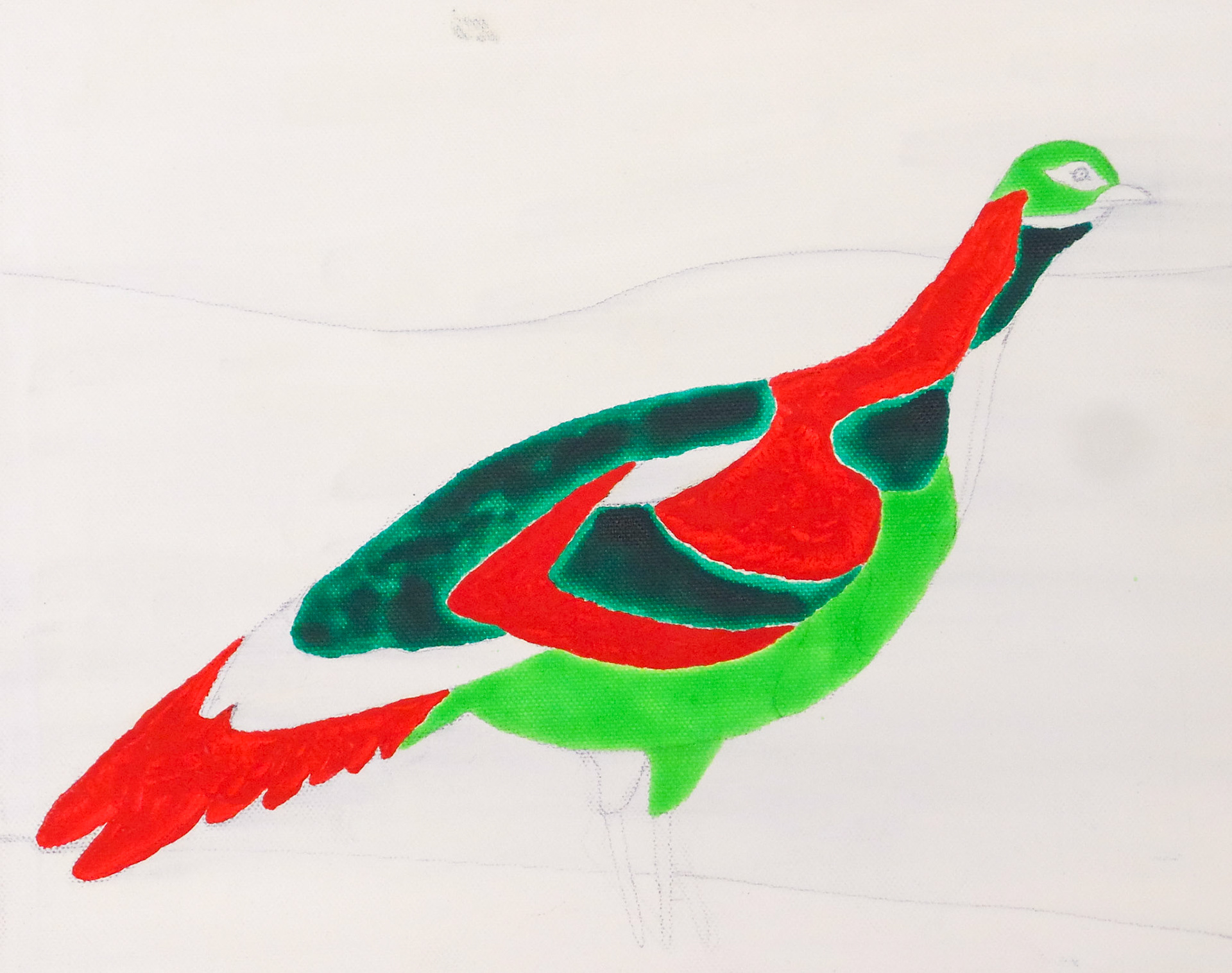 Sketch V for Series Galliformes, Tampere 2019; Oil color and pencil on canvas