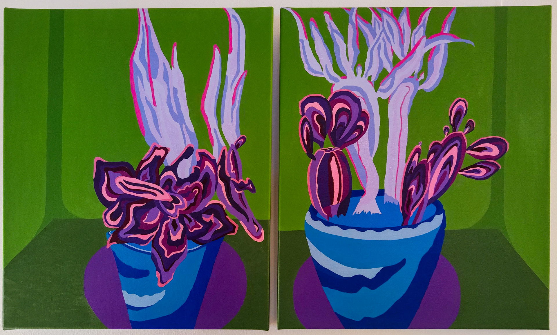 Cactus, dipthych, Finland; Oil on linen; 92x55 cm