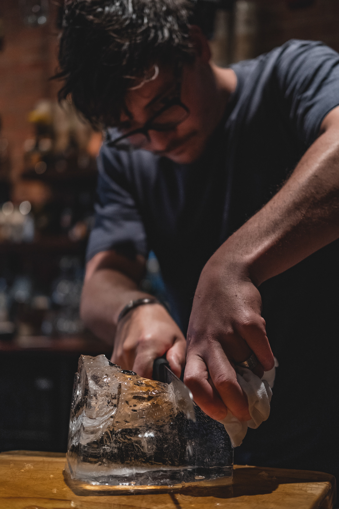Carving ice at Hanging Ditch